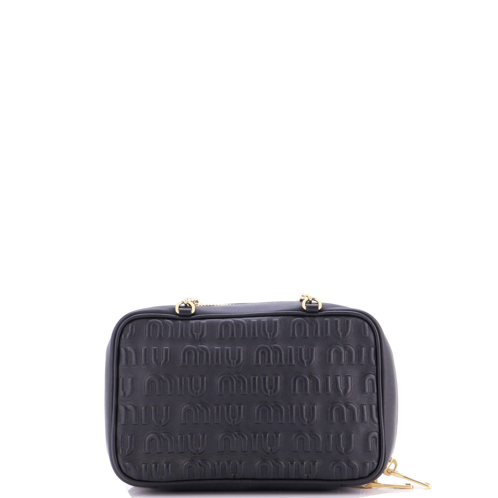 Softy Chain Camera Bag Logo Embossed Leather Medium
