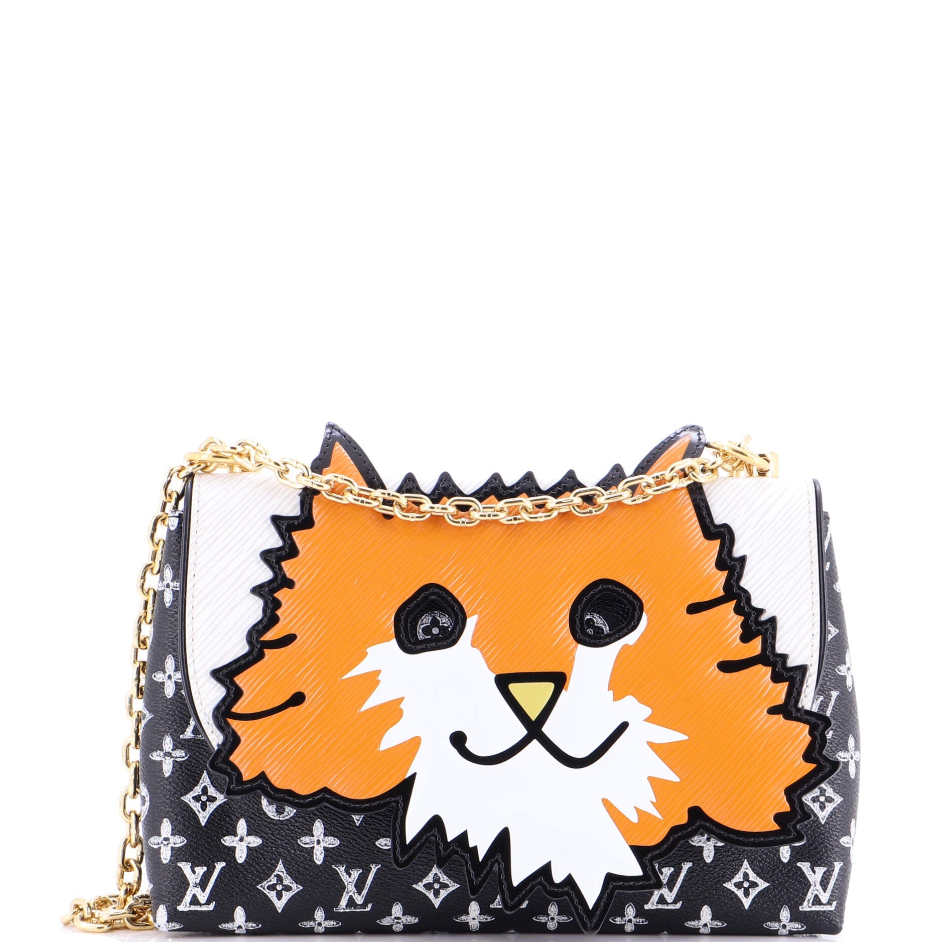 Orange Cat Shoulder Bag Limited Edition Grace Coddington Epi Leather and Catogram Canvas