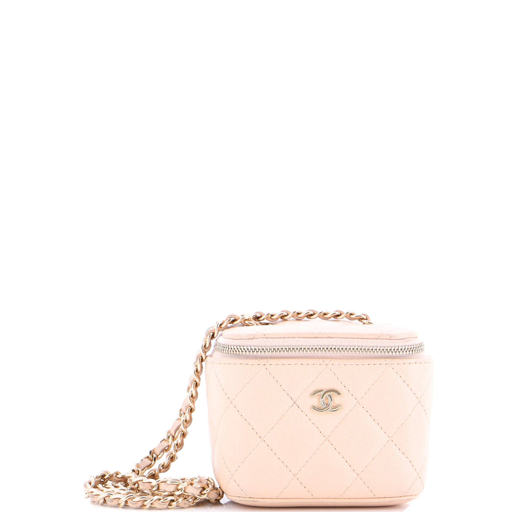 Classic Vanity Case with Chain Quilted Caviar Mini