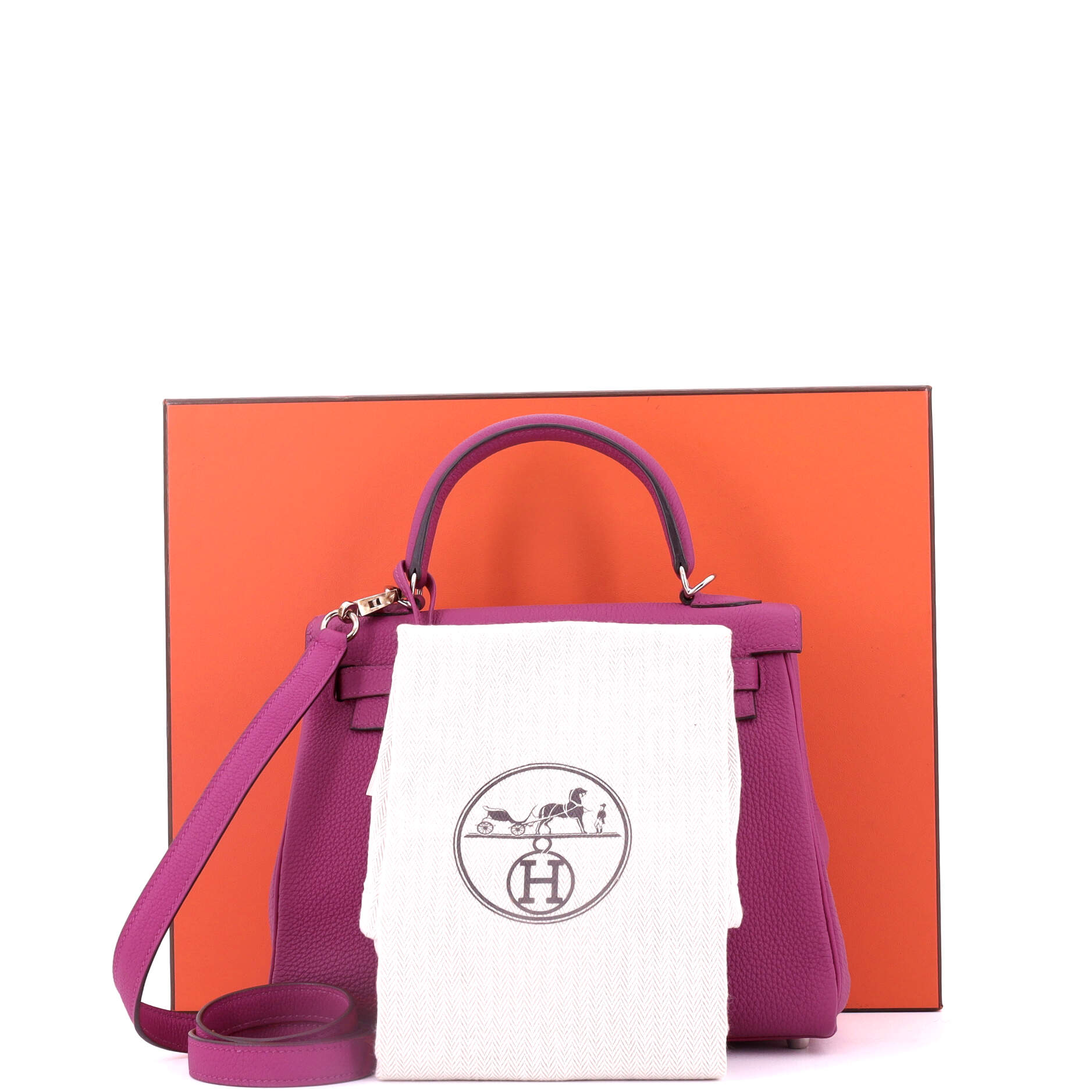Kelly Handbag Rose Pourpre Togo with Palladium Hardware 25