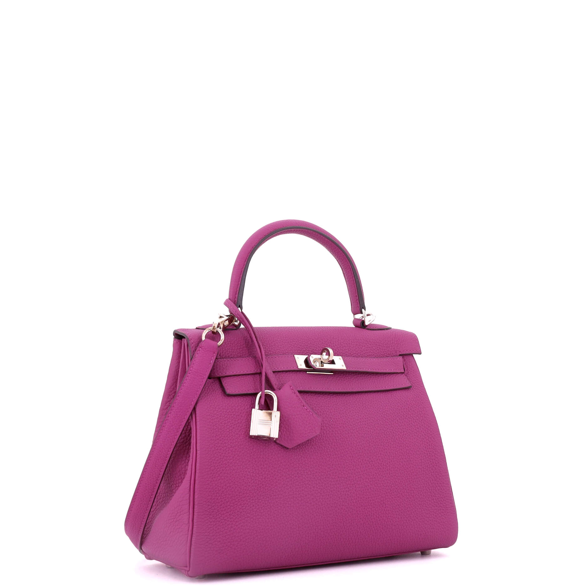 Kelly Handbag Rose Pourpre Togo with Palladium Hardware 25
