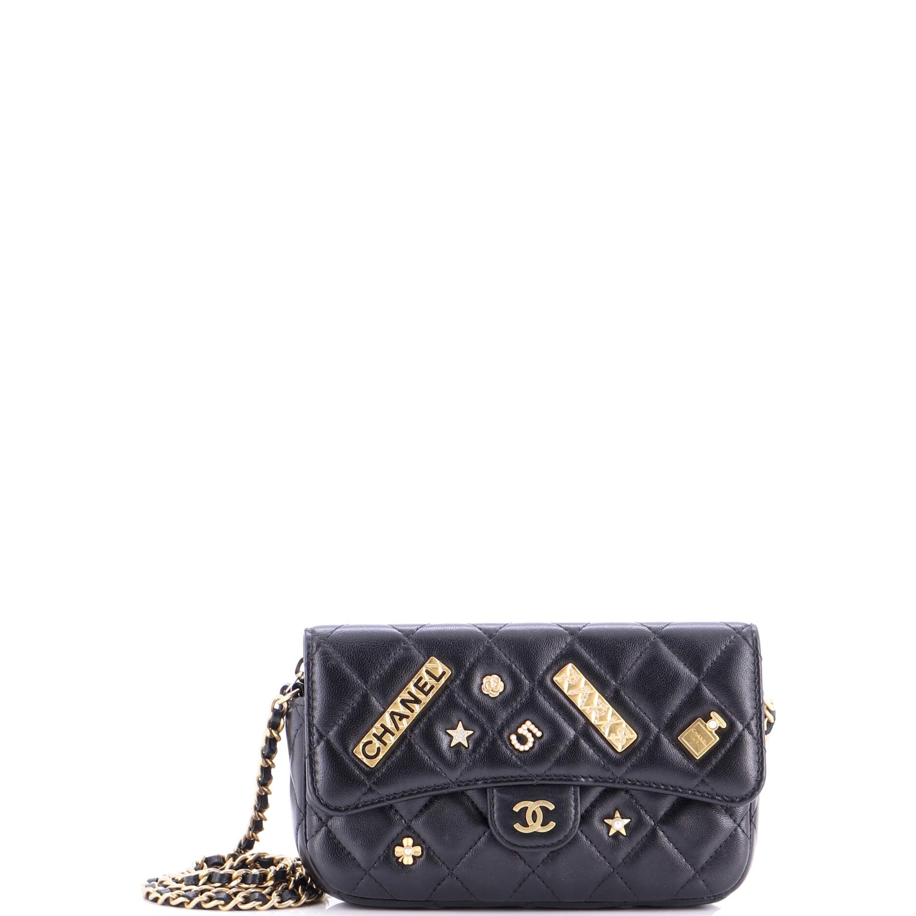 Lucky Charms Classic Flap Phone Holder with Chain Quilted Lambskin