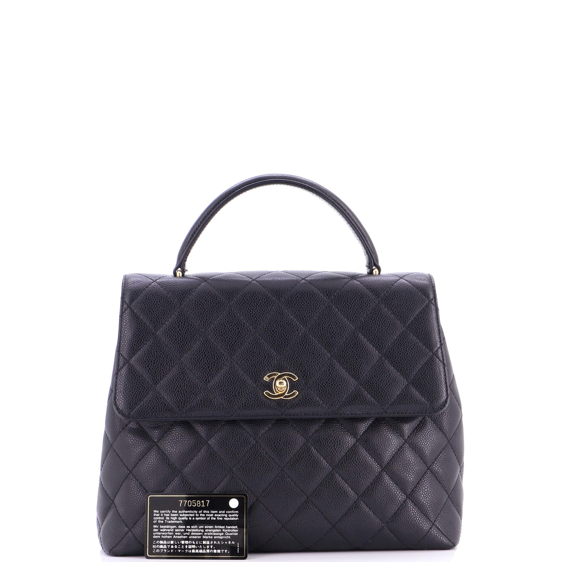 Vintage Classic Top Handle Flap Bag Quilted Caviar Jumbo