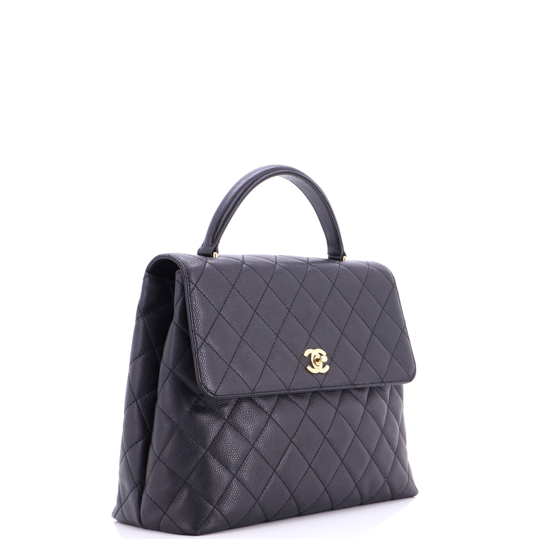 Vintage Classic Top Handle Flap Bag Quilted Caviar Jumbo