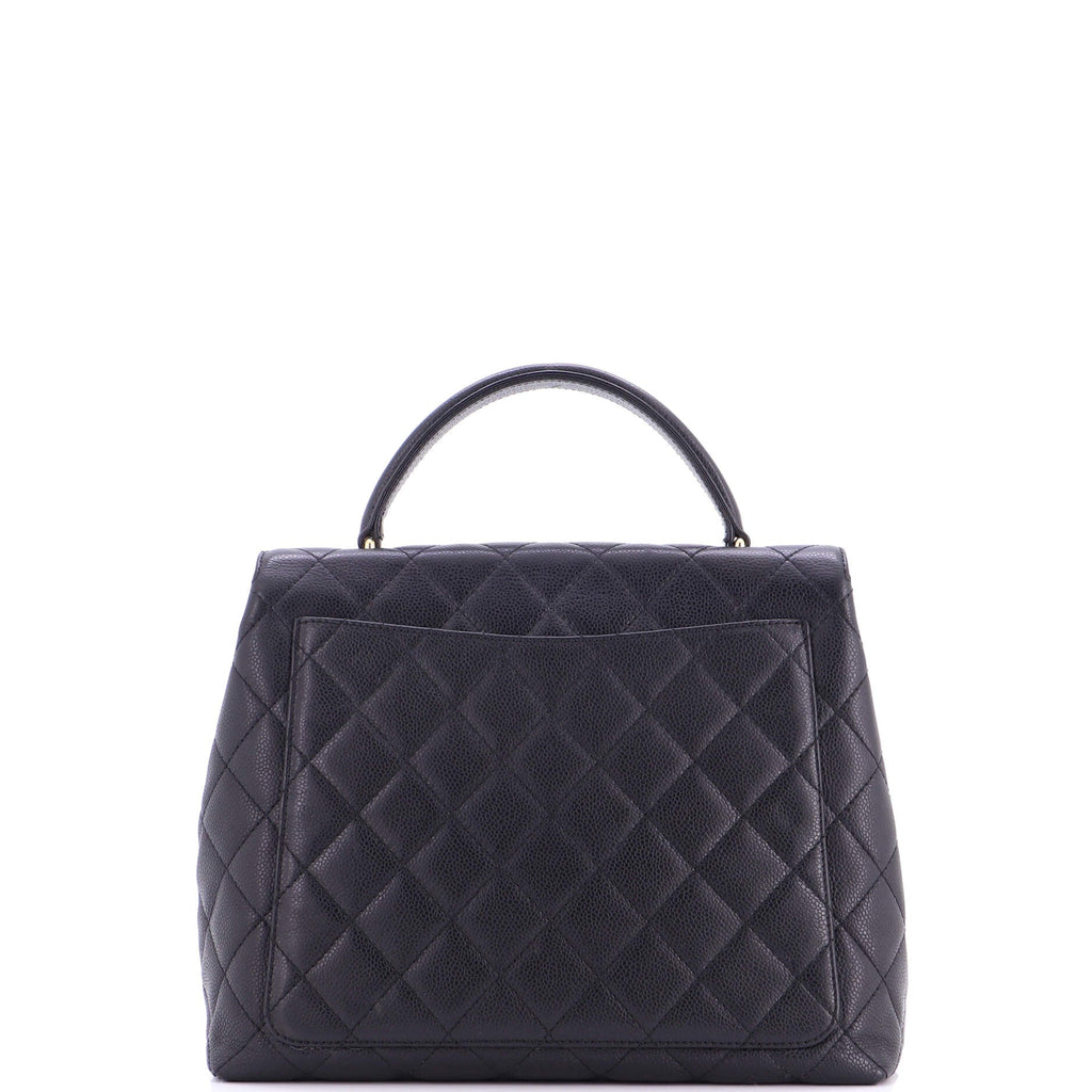 Vintage Classic Top Handle Flap Bag Quilted Caviar Jumbo