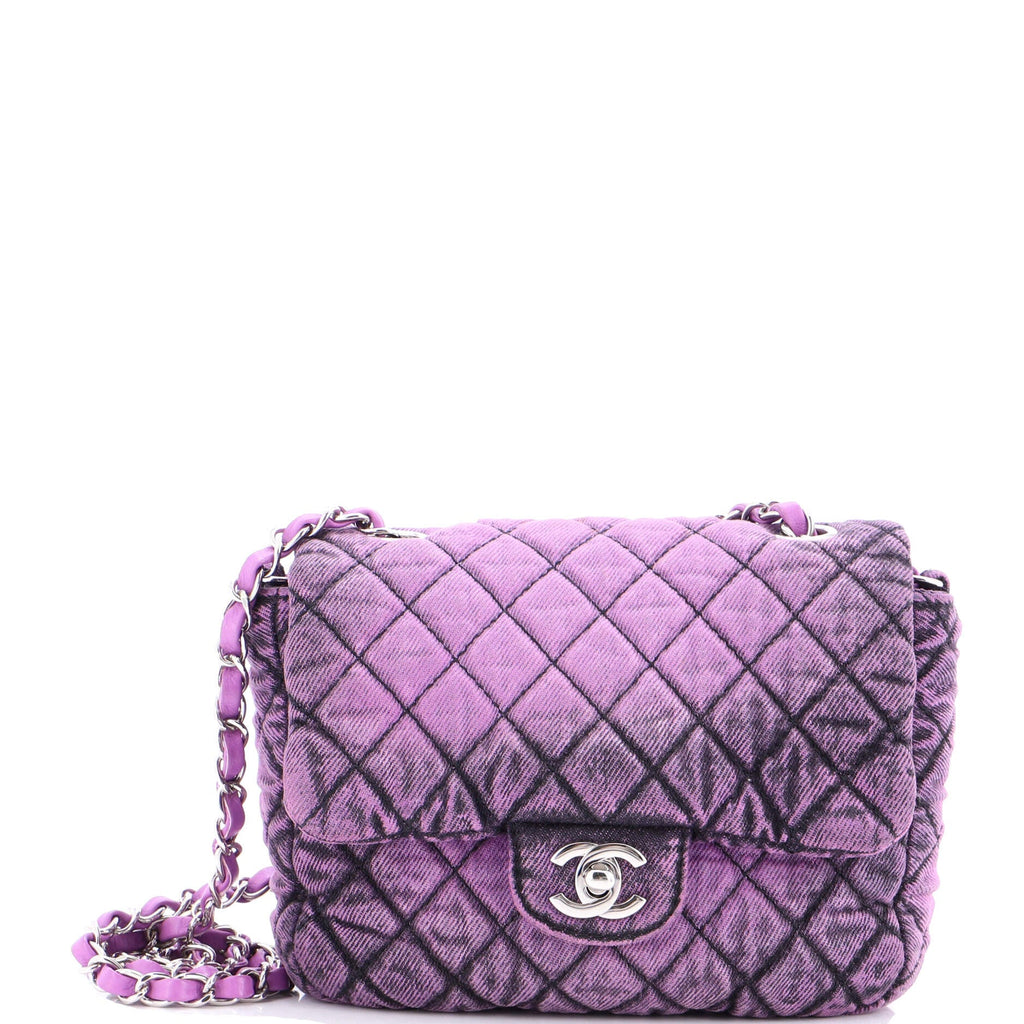 Denimpression Flap Bag Quilted Distressed Denim Small