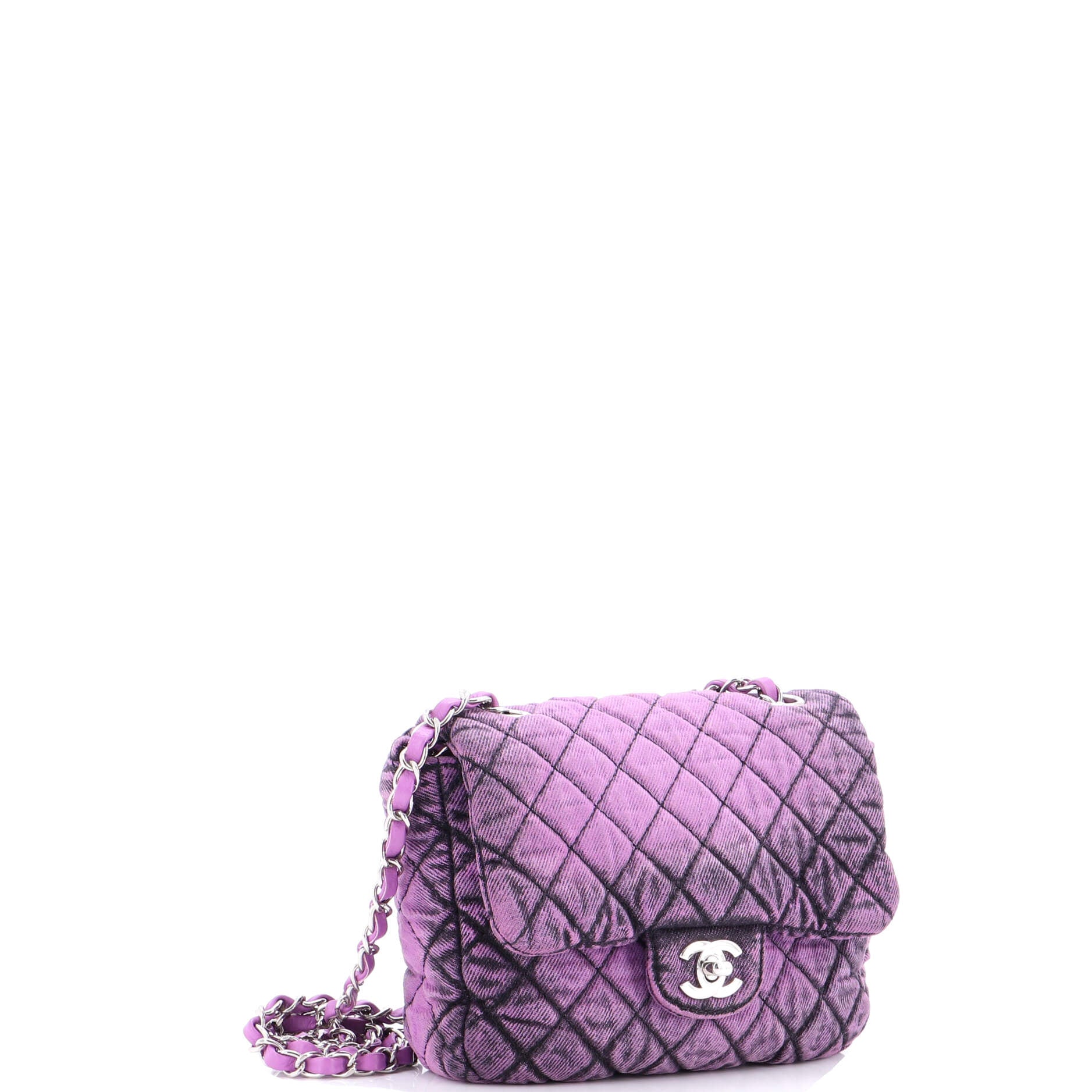 Denimpression Flap Bag Quilted Distressed Denim Small