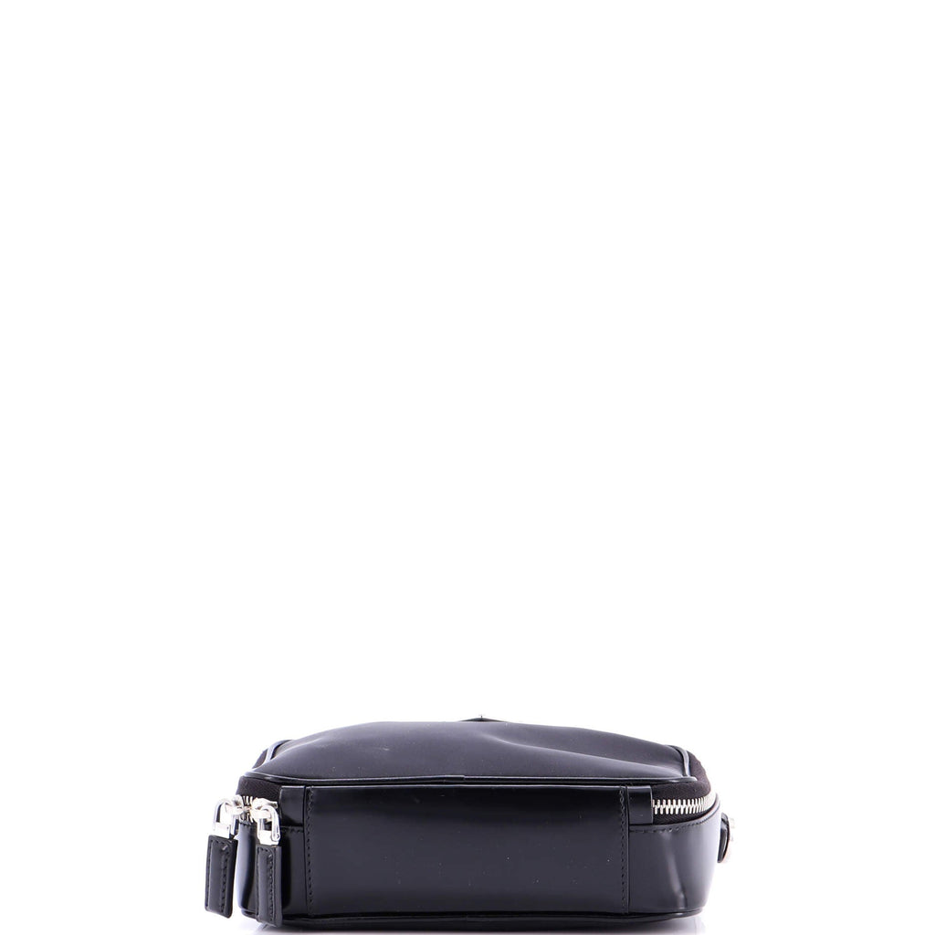 Brique Camera Crossbody Bag Tessuto and Spazzolato Leather Small