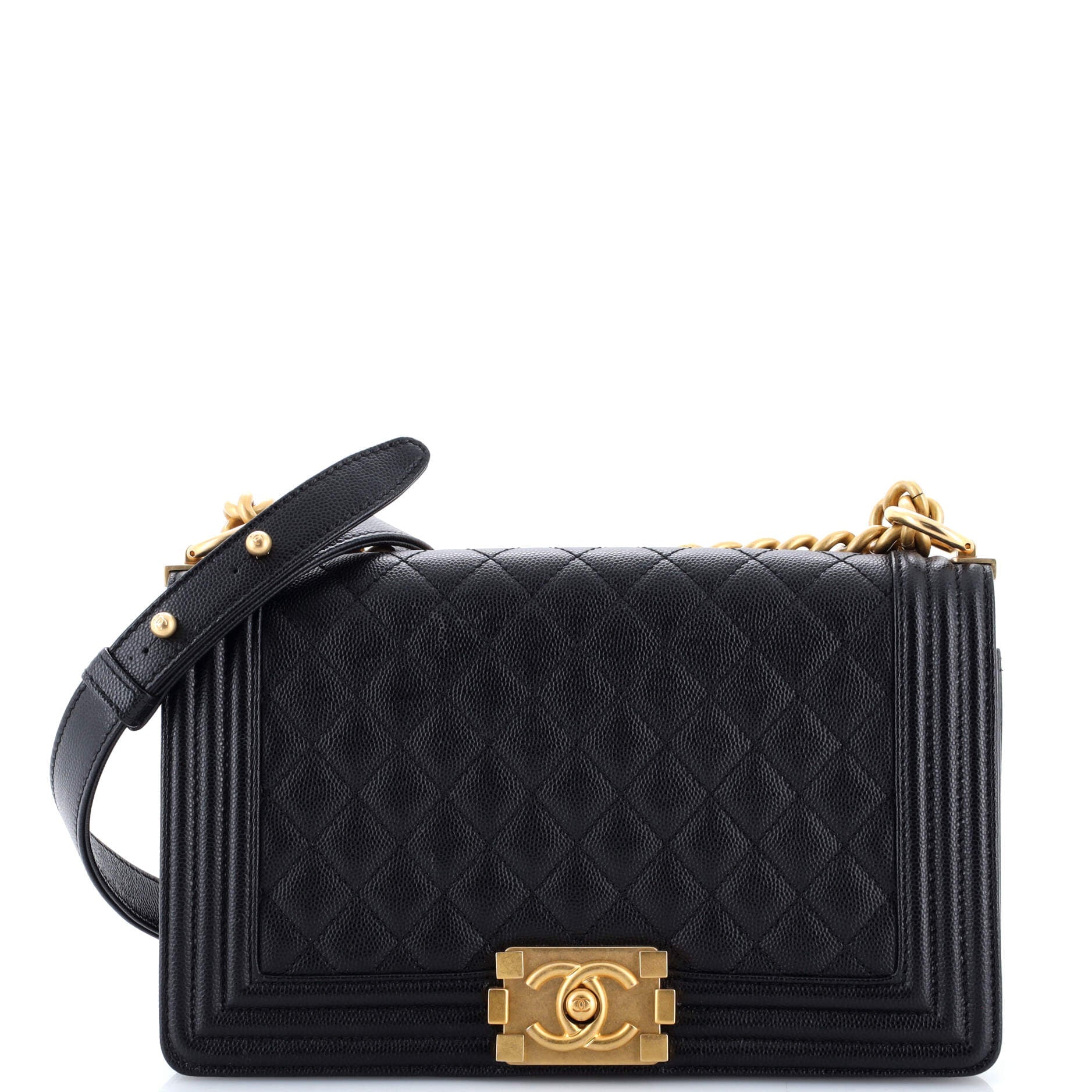 Boy Flap Bag Quilted Caviar Old Medium