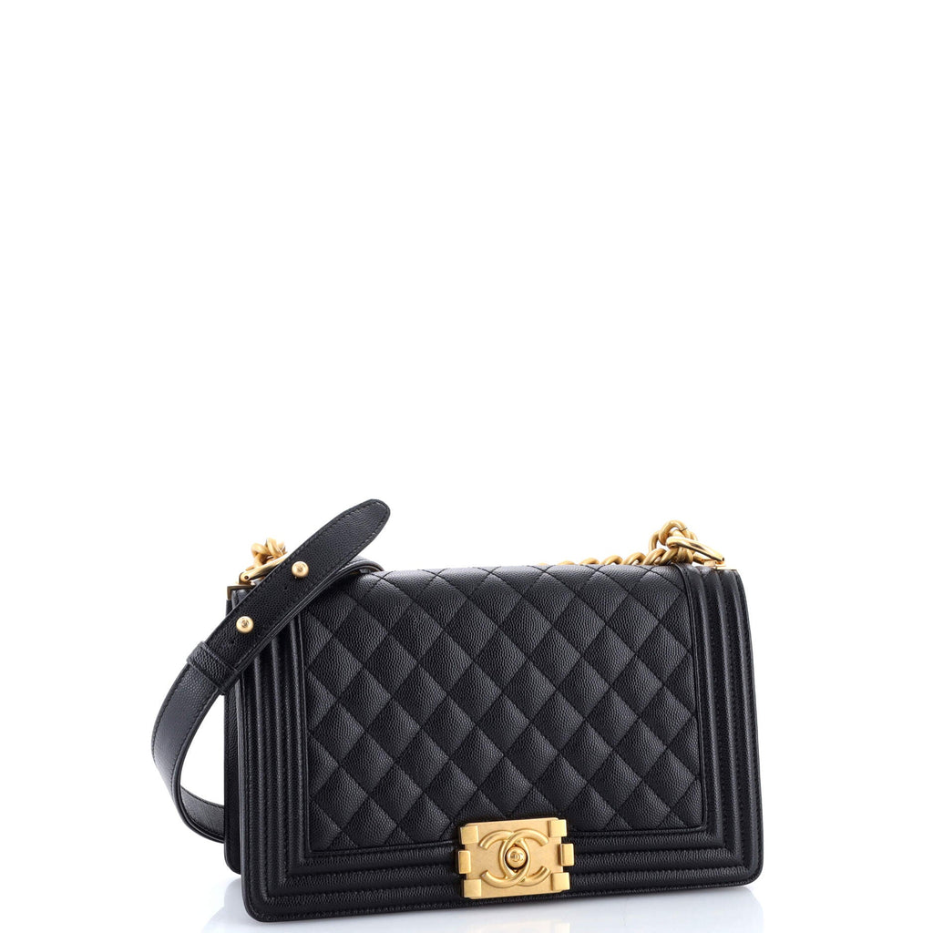 Boy Flap Bag Quilted Caviar Old Medium