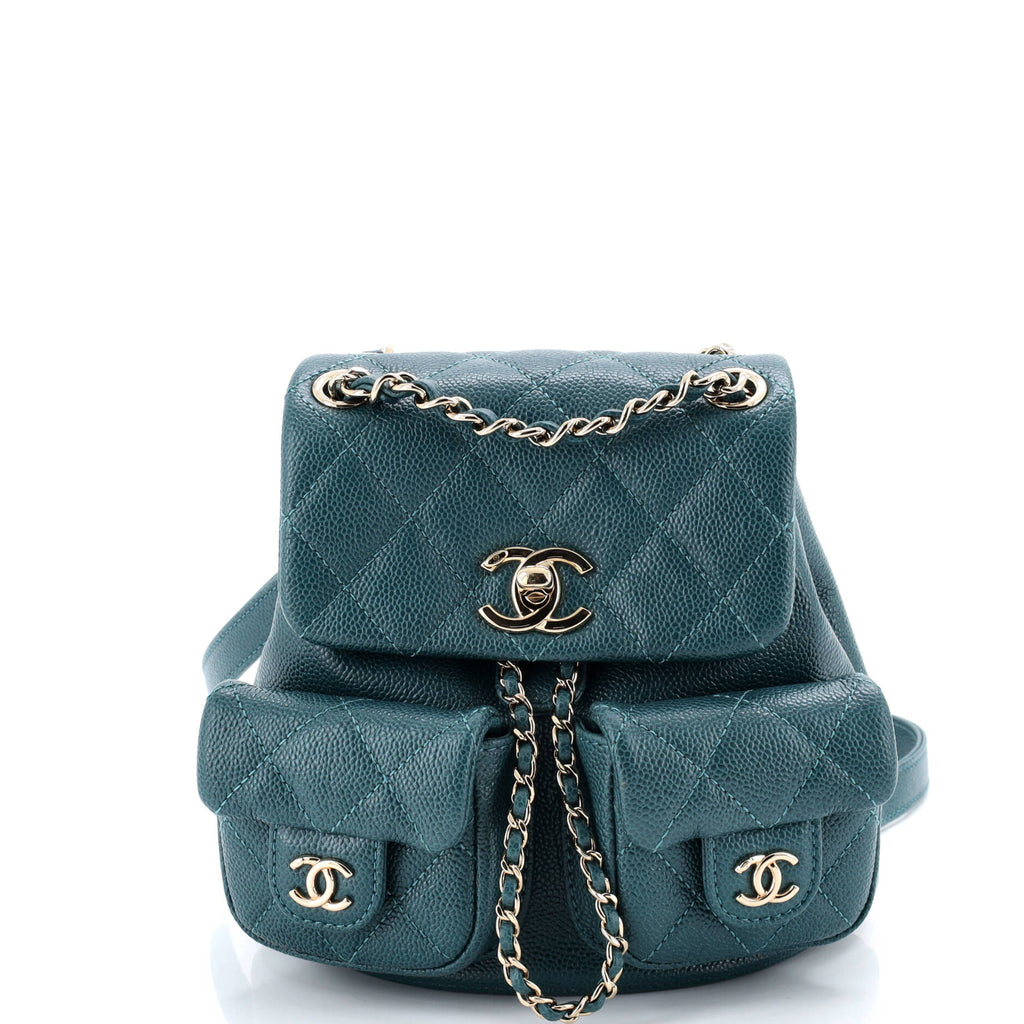 Duma Pockets Drawstring Backpack Quilted Caviar Mini