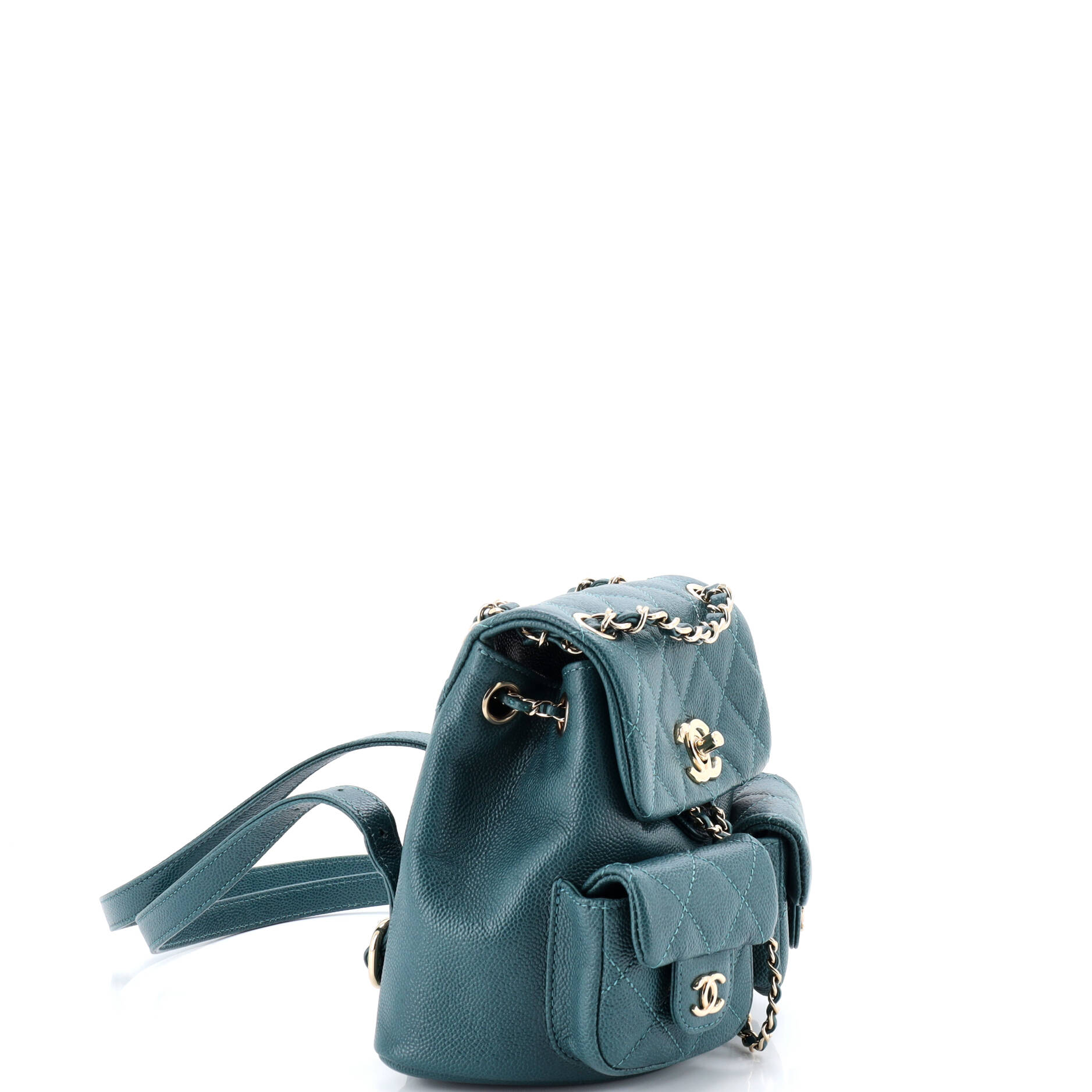 Duma Pockets Drawstring Backpack Quilted Caviar Mini