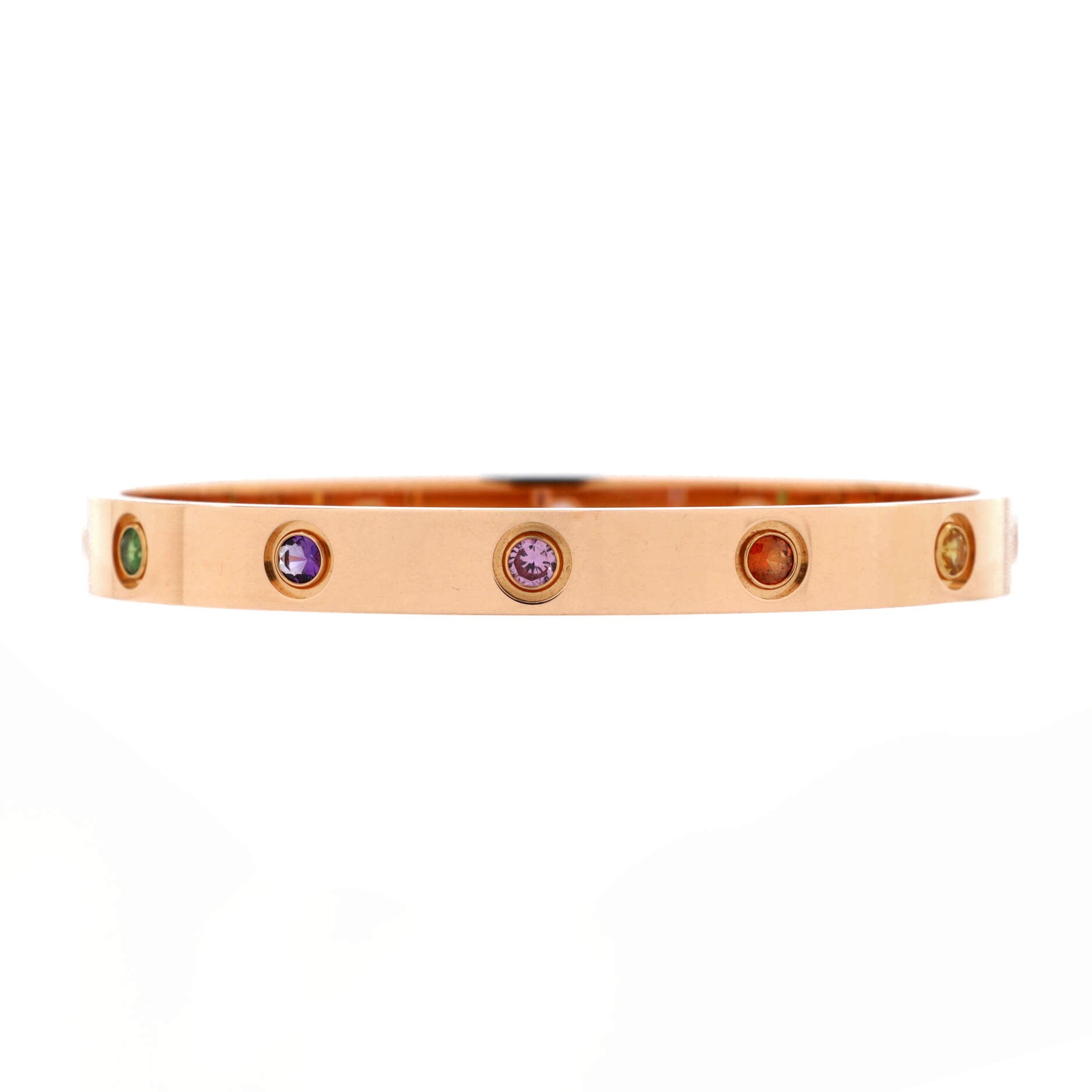 Love 10 Stone Bracelet 18K Rose Gold with Garnet, Amethyst and Sapphire
