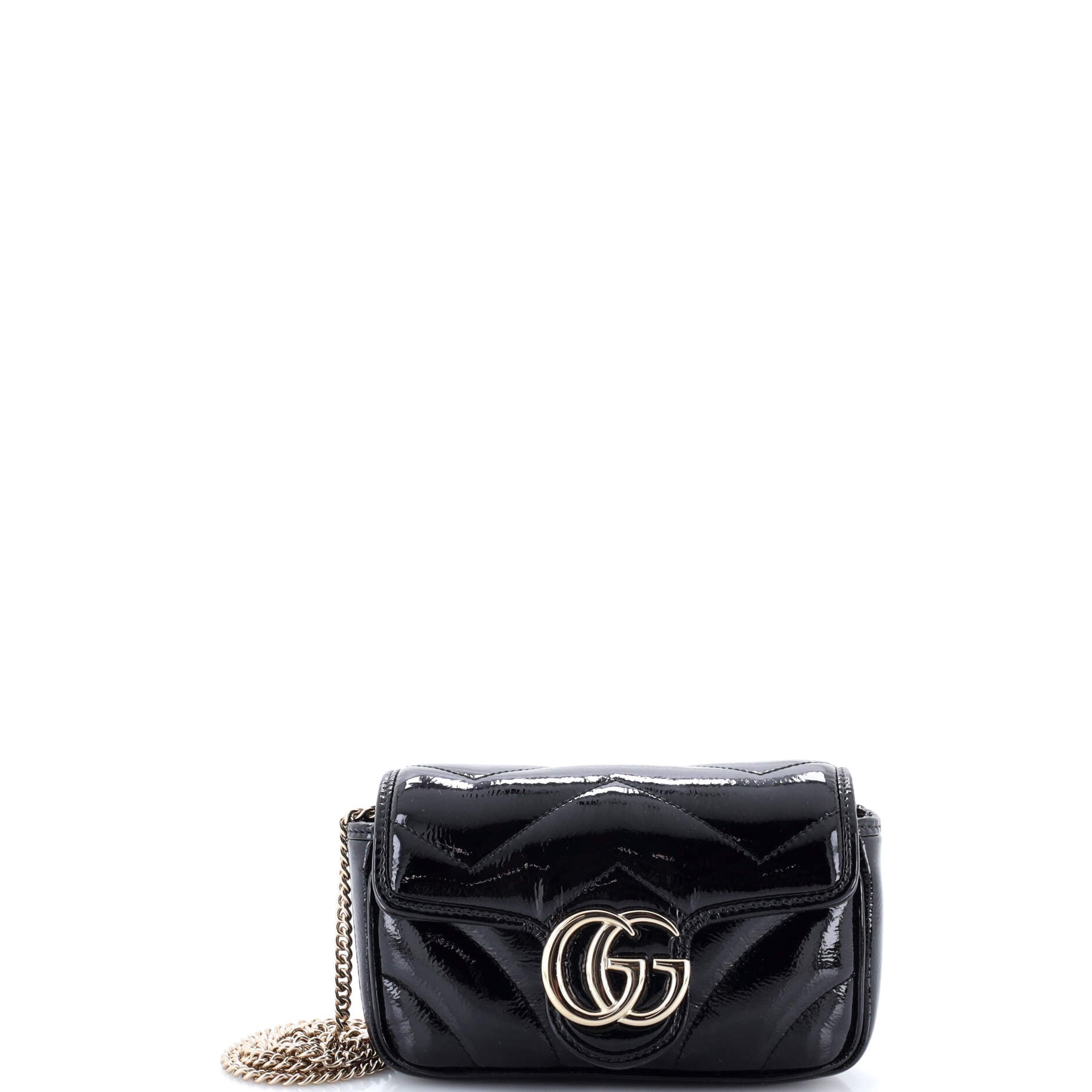 GG Marmont Flap Bag Matelasse Patent Super Mini