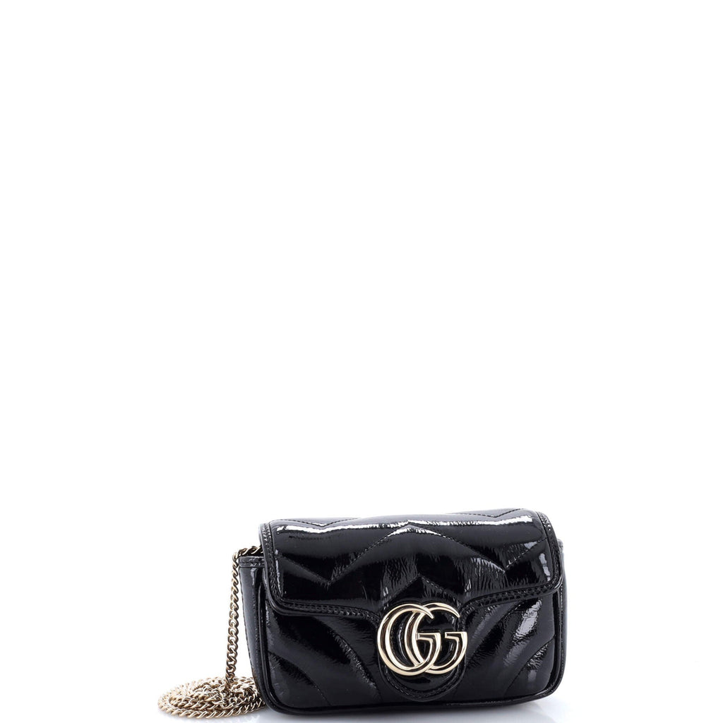 GG Marmont Flap Bag Matelasse Patent Super Mini