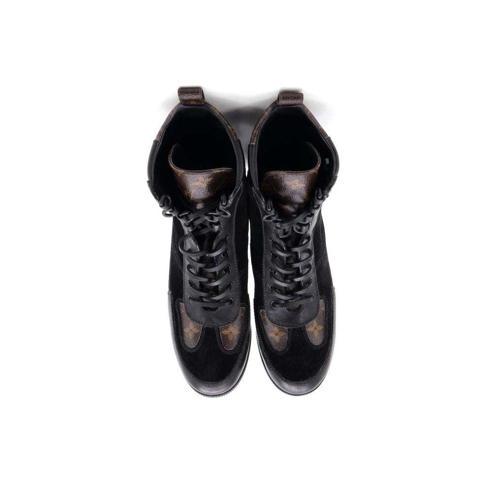 Women's Laureate Platform Desert Boots Suede with Monogram Canvas
