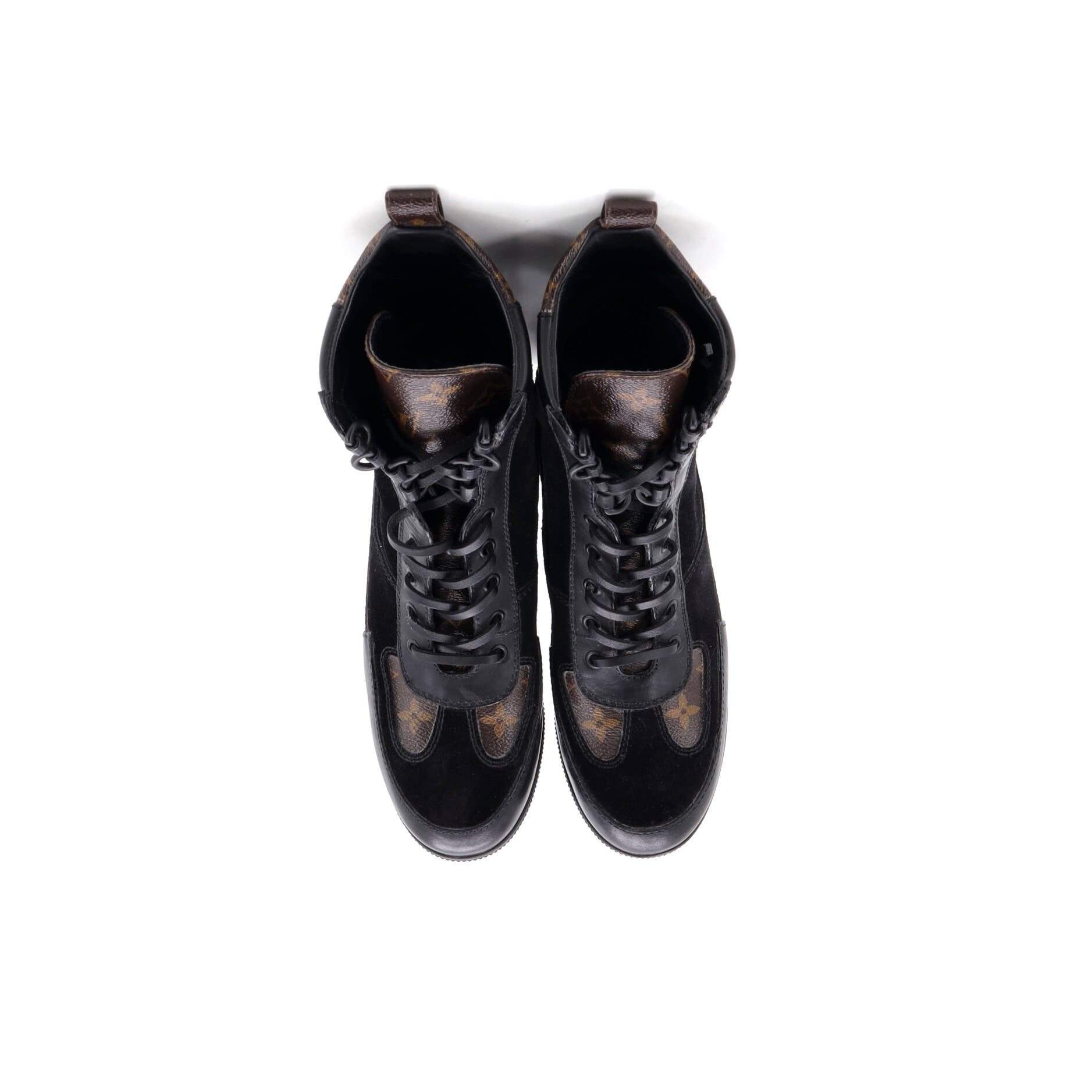 Women's Laureate Platform Desert Boots Suede with Monogram Canvas