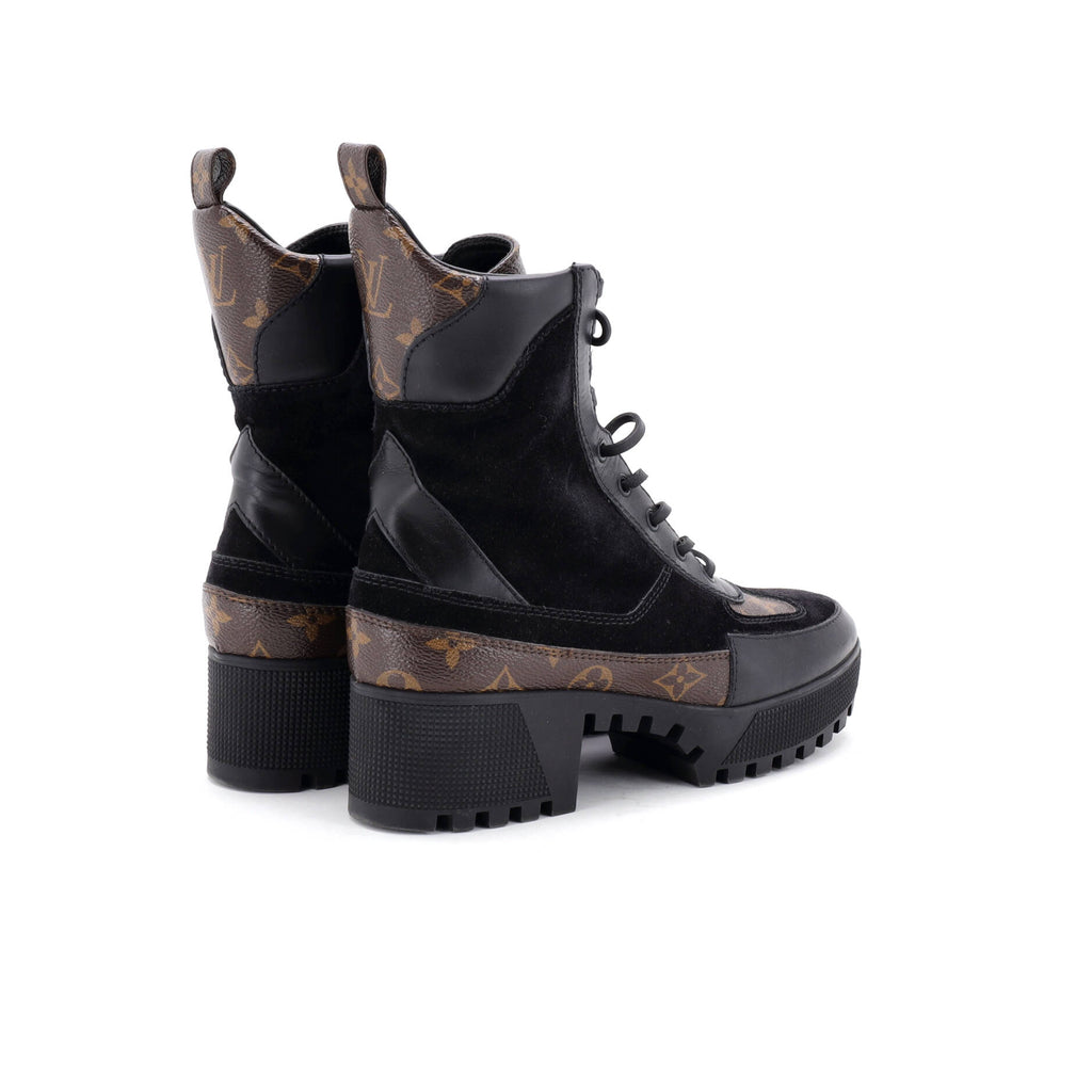 Women's Laureate Platform Desert Boots Suede with Monogram Canvas