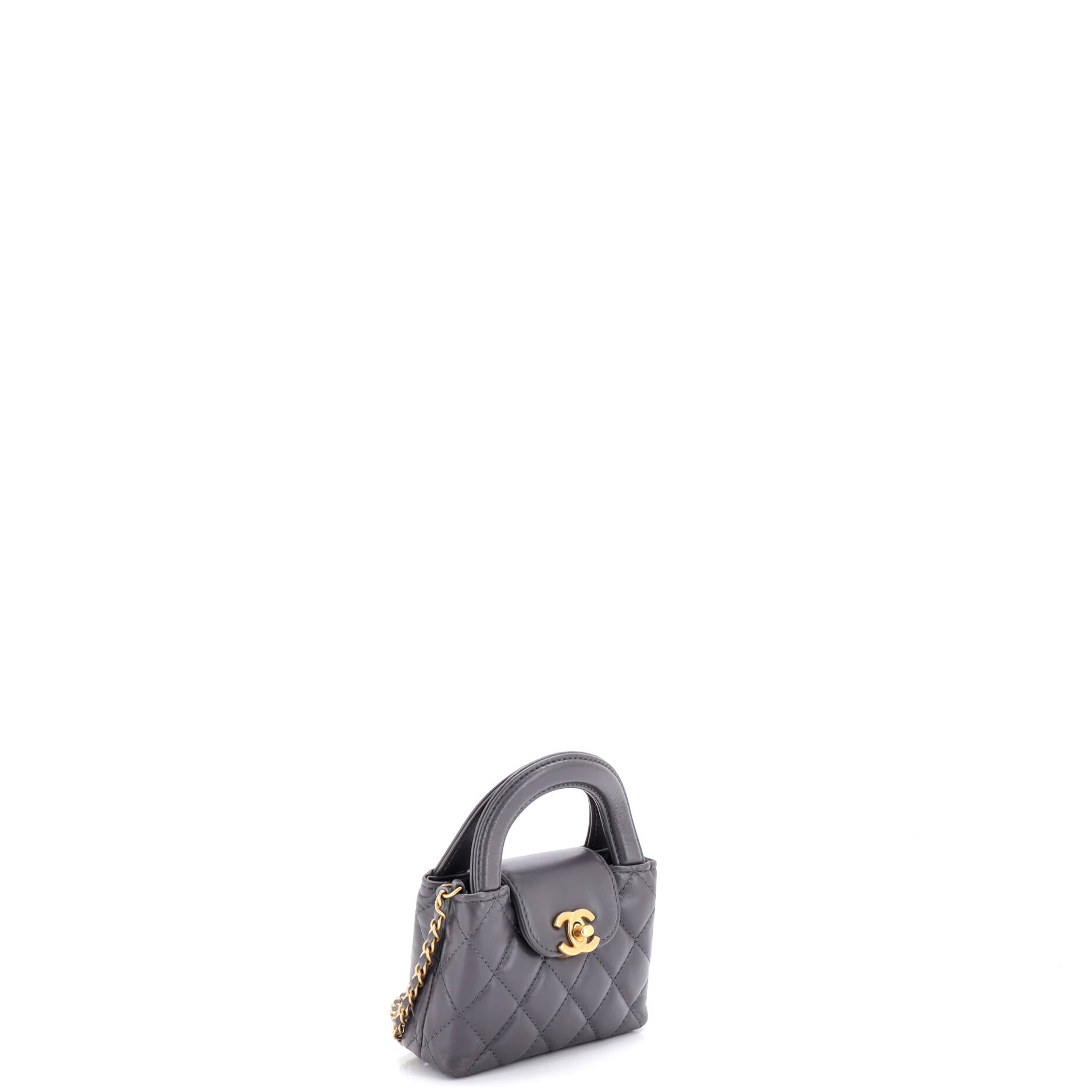 Kelly Top Handle Shopping Bag Quilted Shiny Aged Calfskin Nano