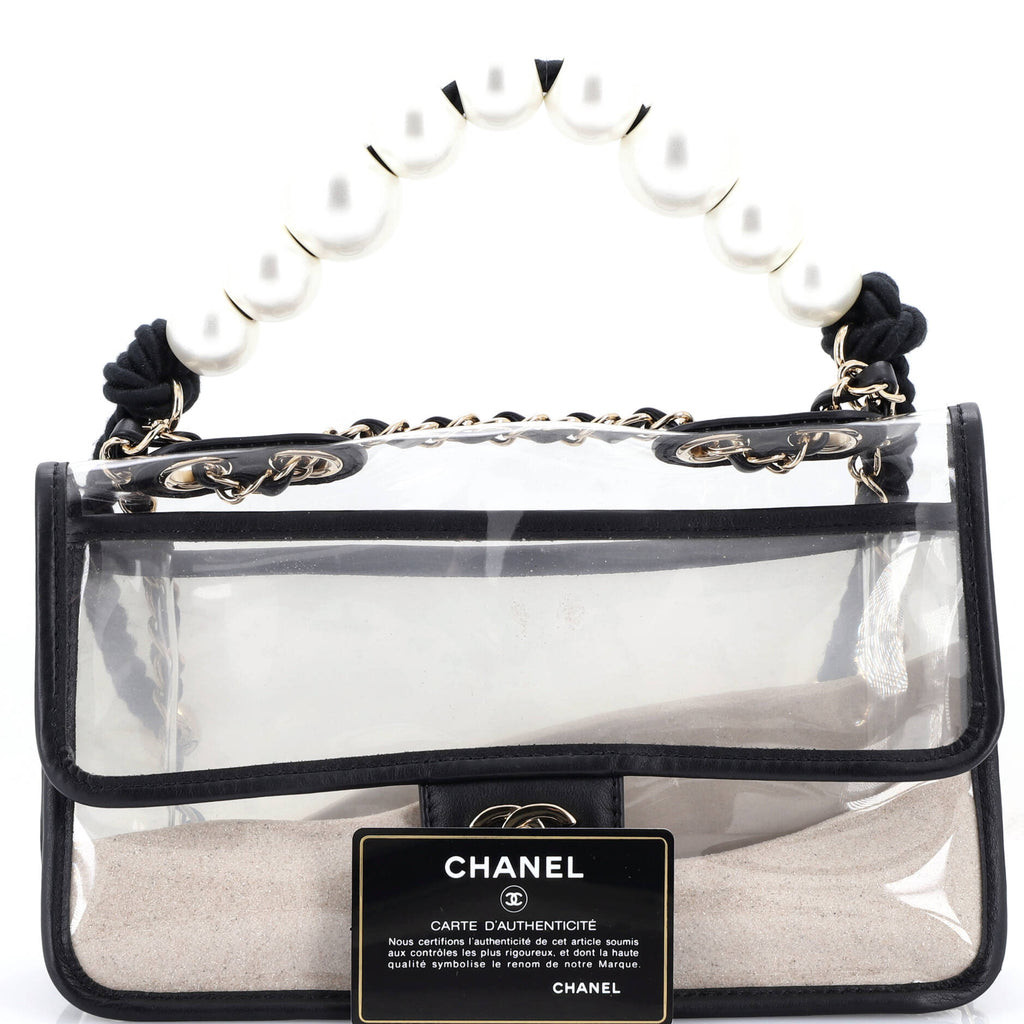 Sand By The Sea Pearl Flap Bag PVC with Lambskin Medium
