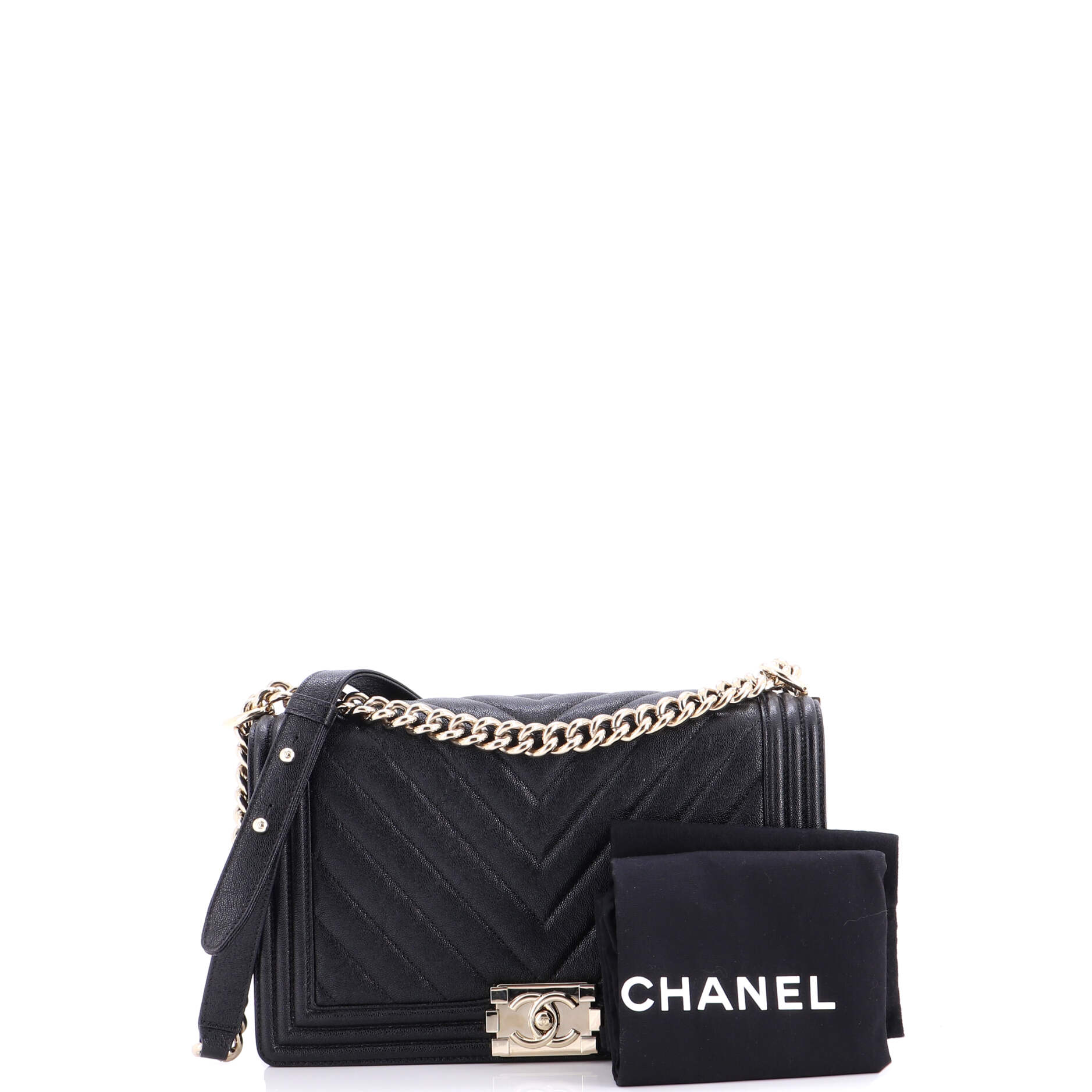 Boy Flap Bag Chevron Caviar New Medium