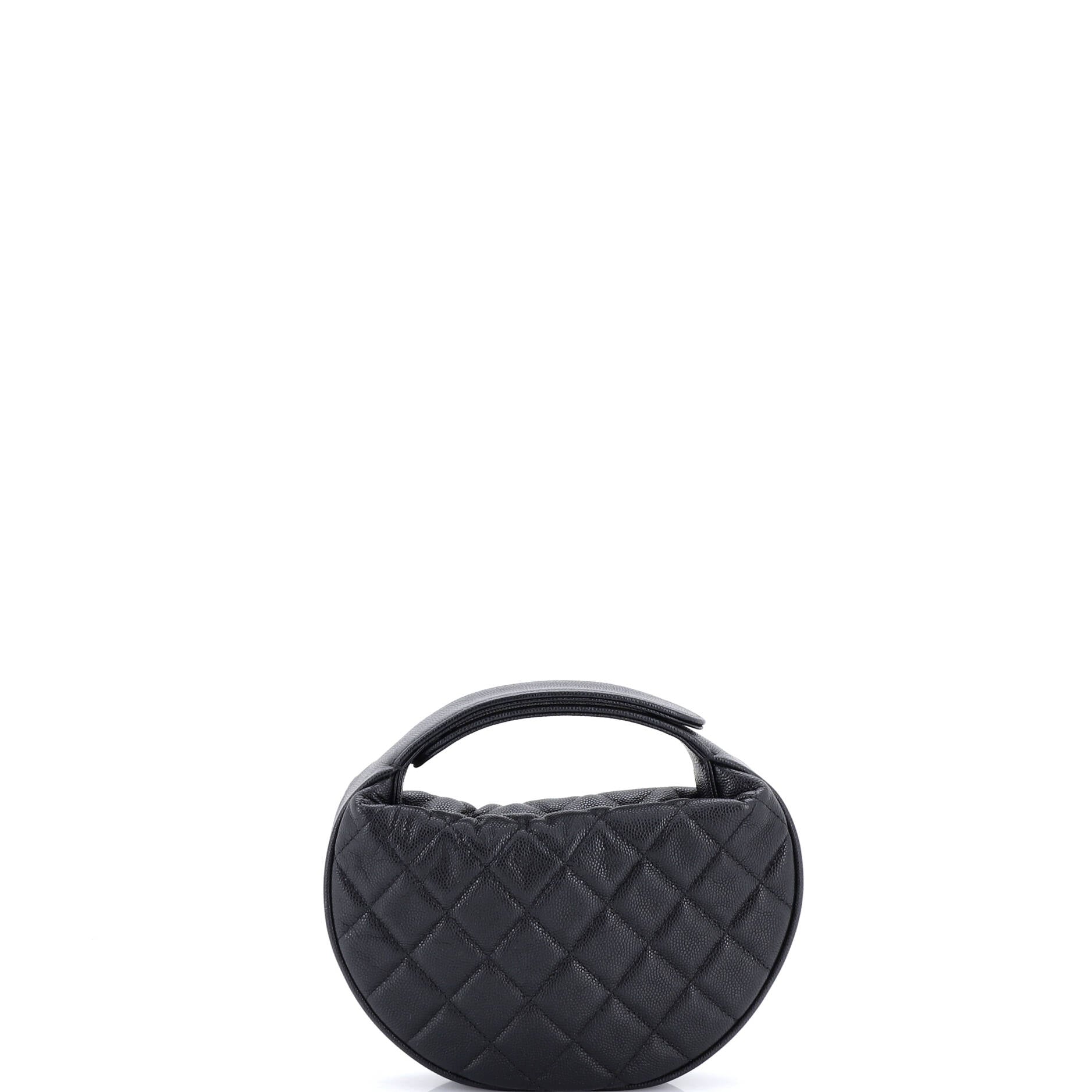 Double Chain Bow Hobo Pouch Quilted Caviar Mini