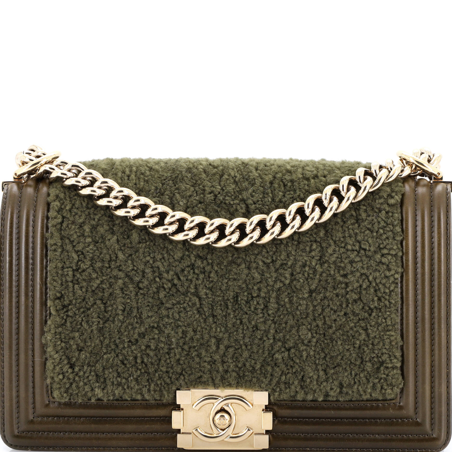 Boy Flap Bag Shearling with Leather Old Medium