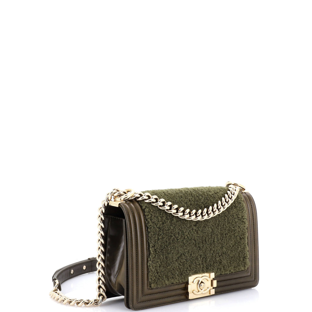 Boy Flap Bag Shearling with Leather Old Medium