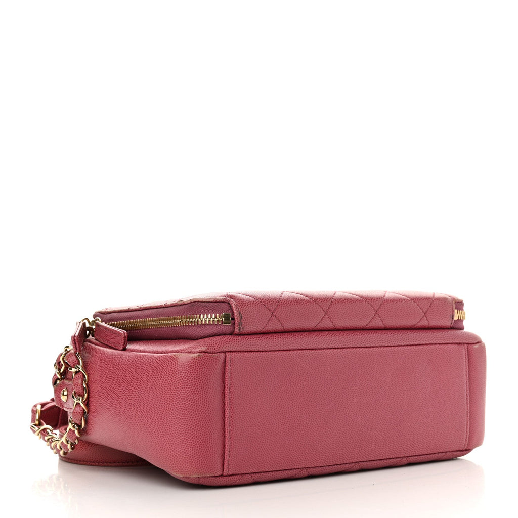 Caviar Quilted Medium Business Affinity Camera Case Dark Pink