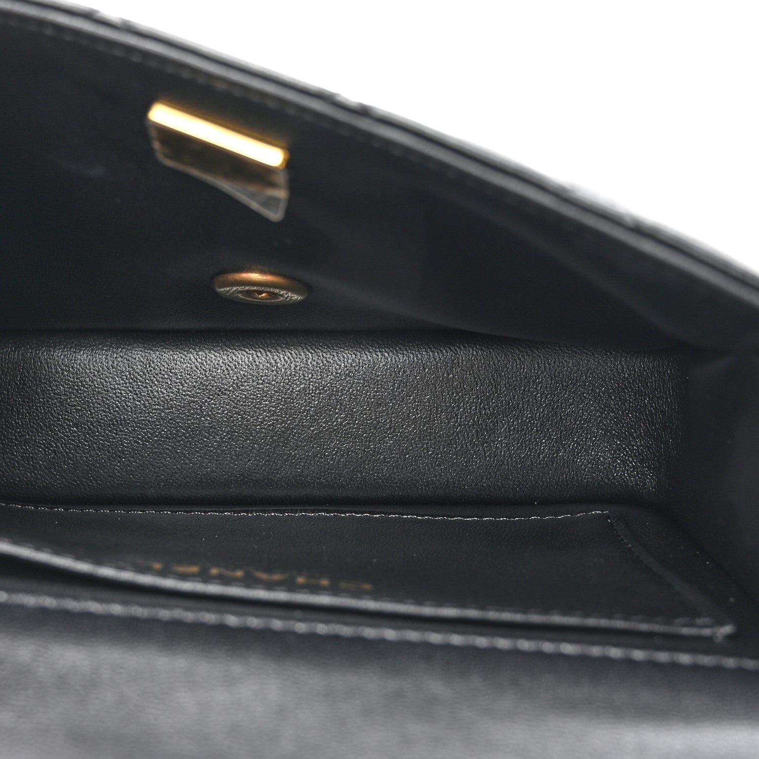 Shiny Lambskin Quilted Pearl Twist Mini Square Flap Black