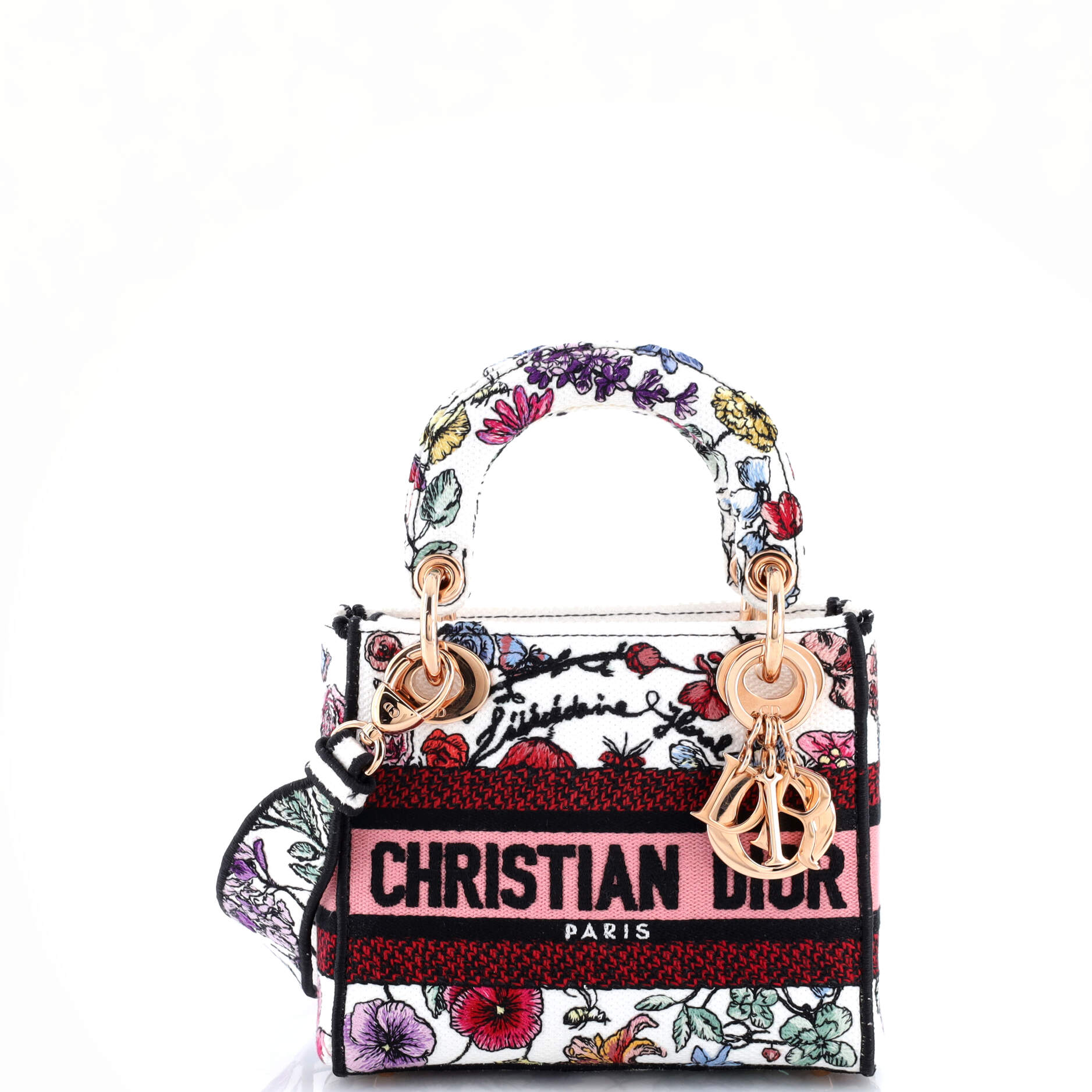 Lady D-Lite Bag Embroidered Canvas Mini