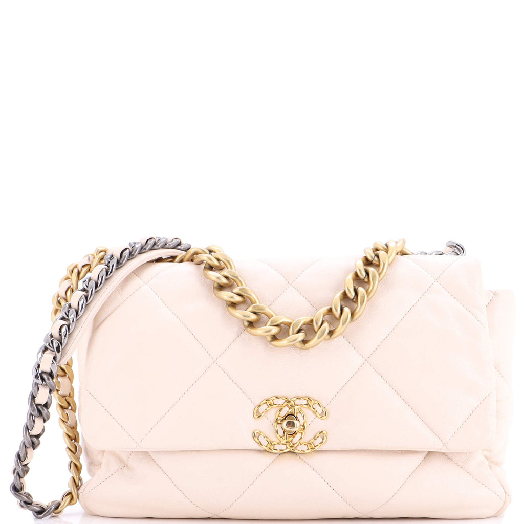 19 Flap Bag Quilted Leather Large