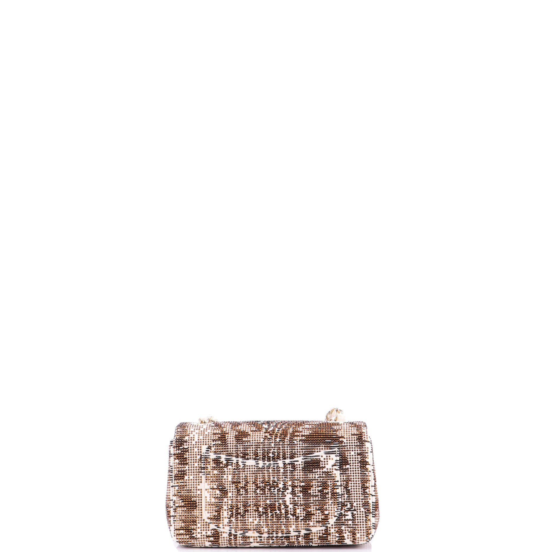 Classic Single Flap Bag Crystal Embellished Printed Felt Mini