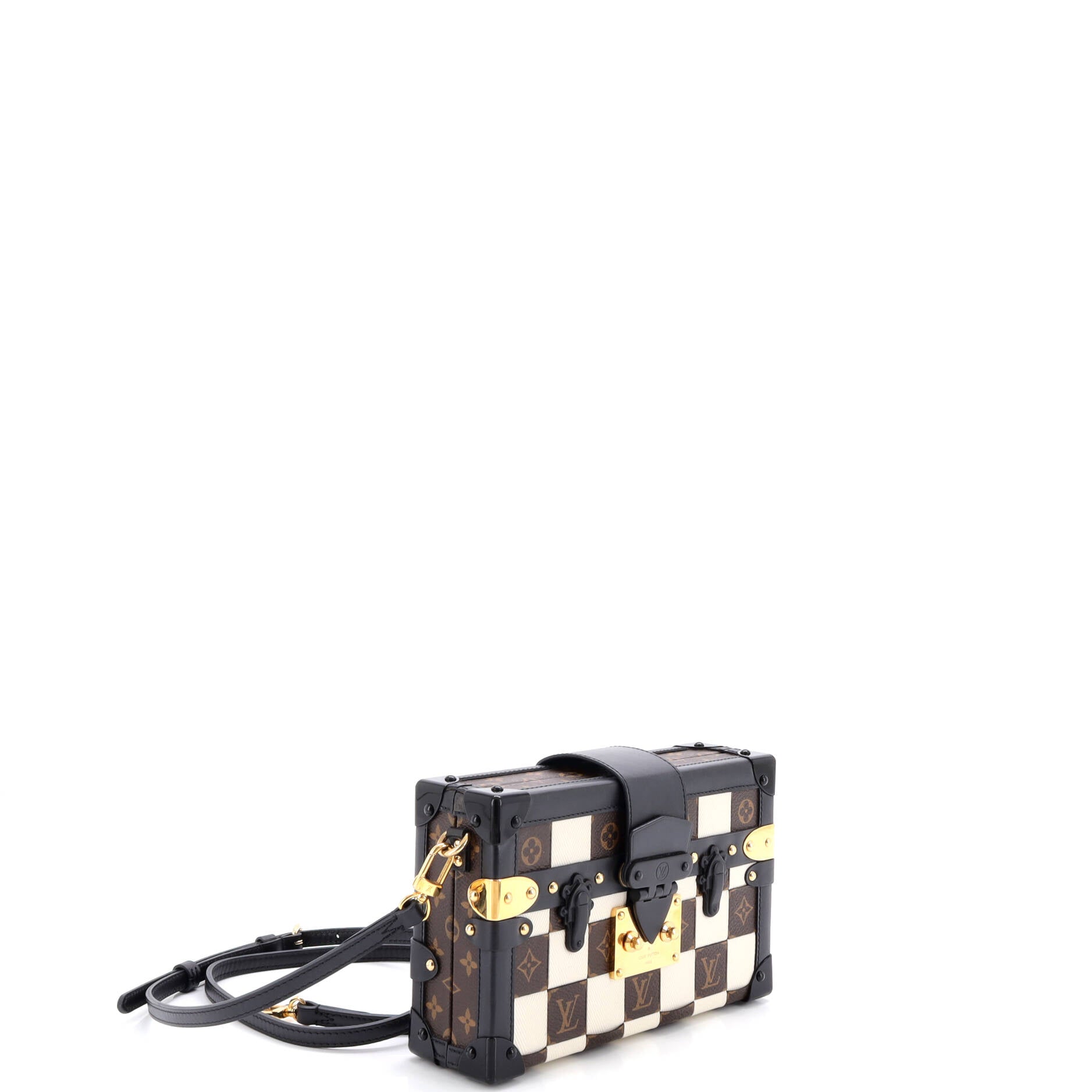Petite Malle Handbag Damier Tressage Monogram Canvas and Leather