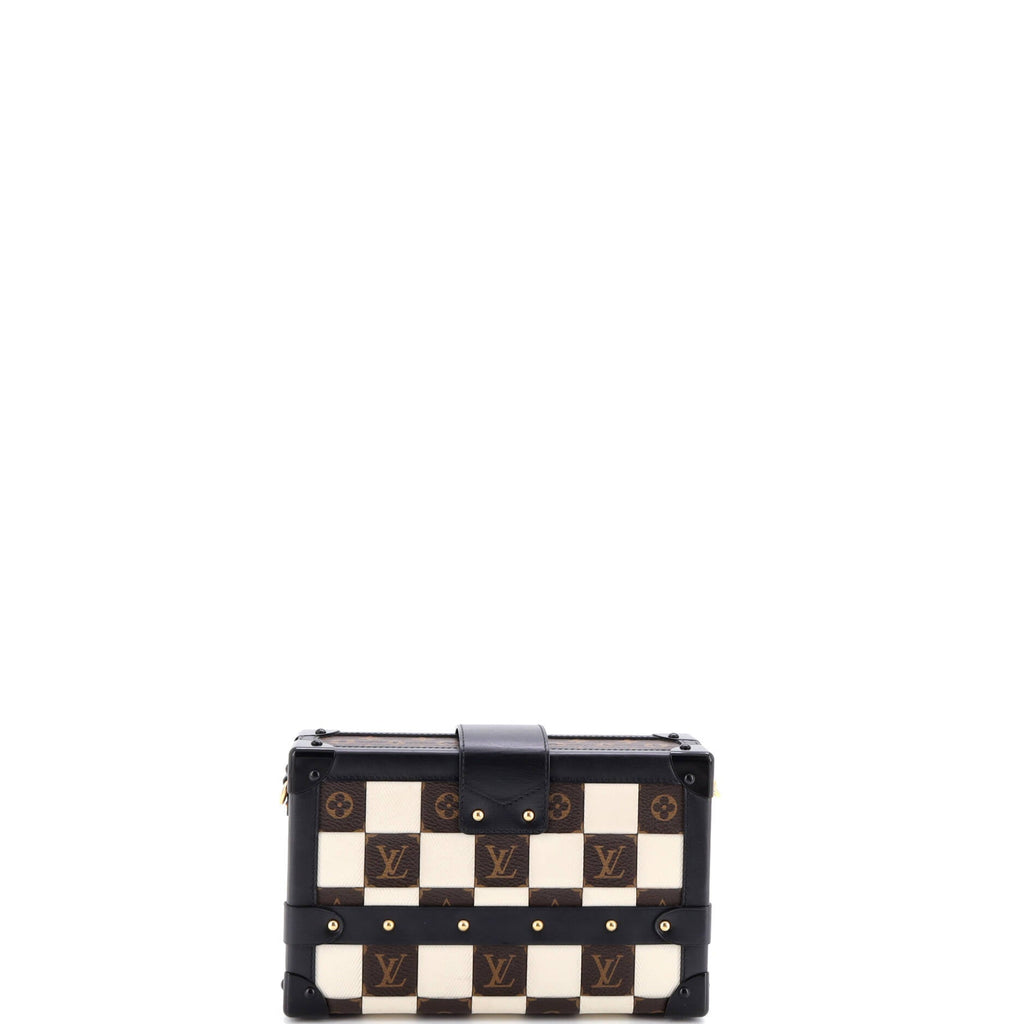 Petite Malle Handbag Damier Tressage Monogram Canvas and Leather