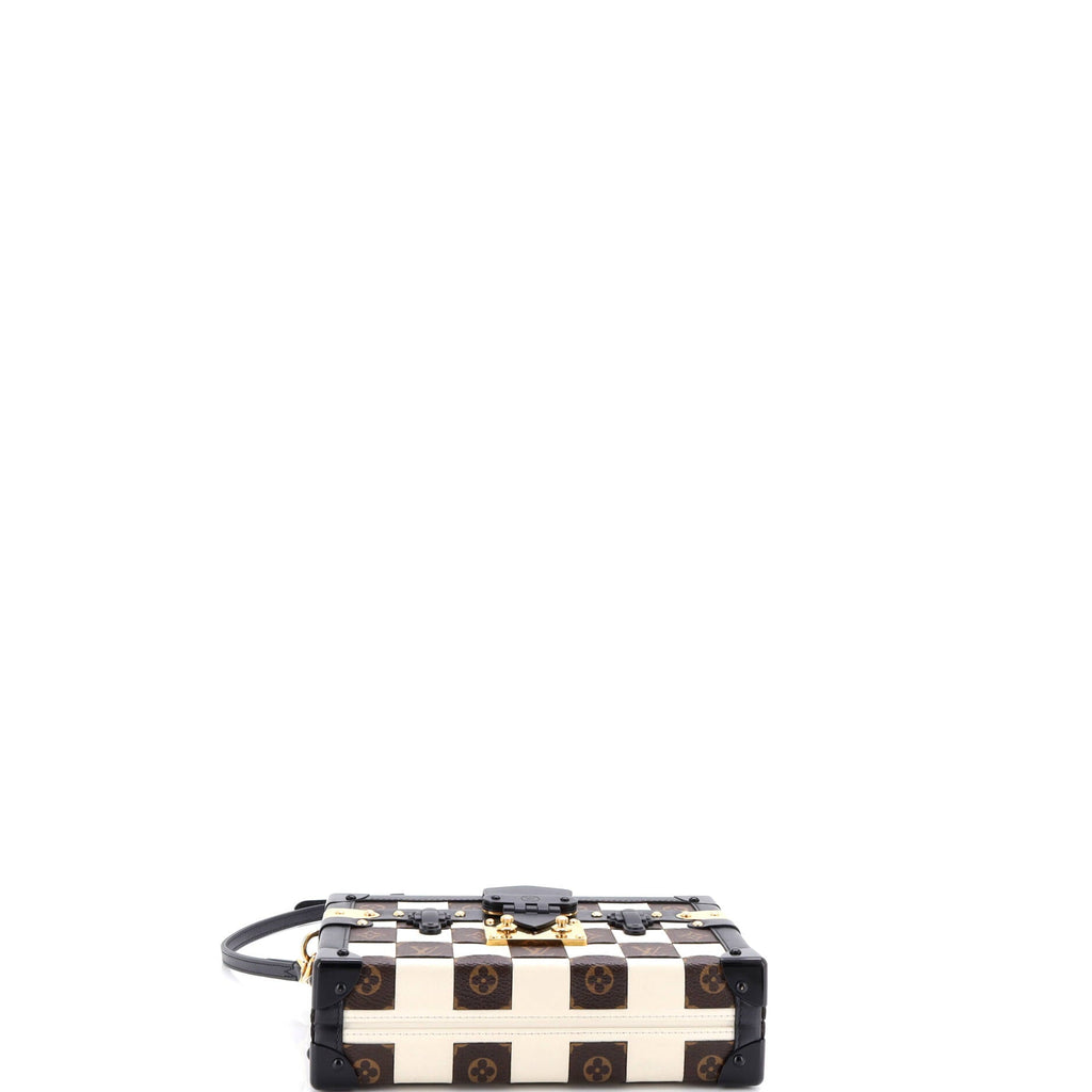 Petite Malle Handbag Damier Tressage Monogram Canvas and Leather