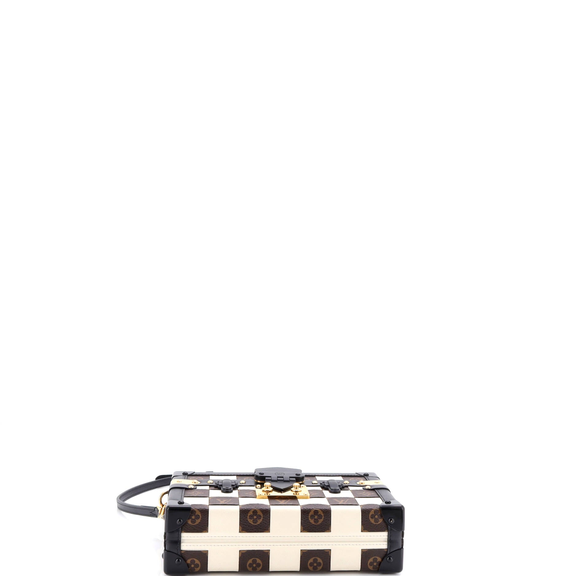 Petite Malle Handbag Damier Tressage Monogram Canvas and Leather