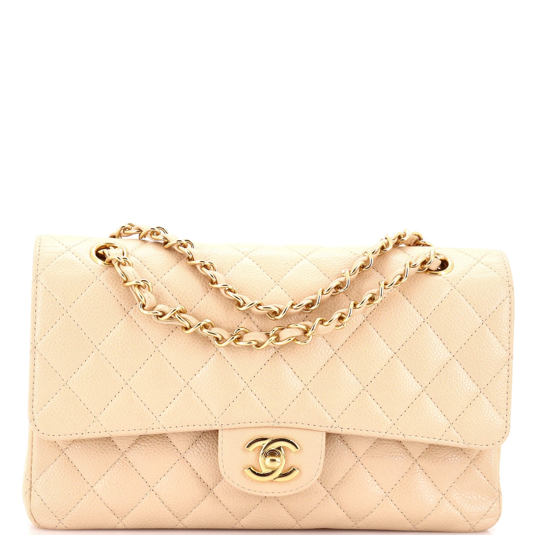 Vintage Classic Double Flap Bag Quilted Caviar Medium