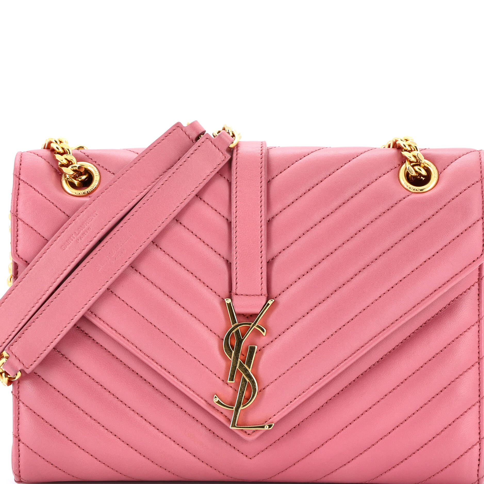 Classic Monogram Envelope Satchel Matelasse Chevron Leather Medium