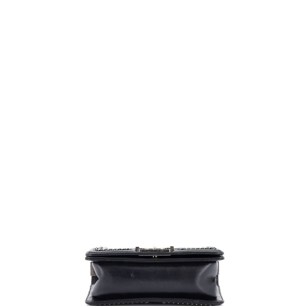 Chain Handle Boy Flap Bag Quilted Glazed Calfskin Small