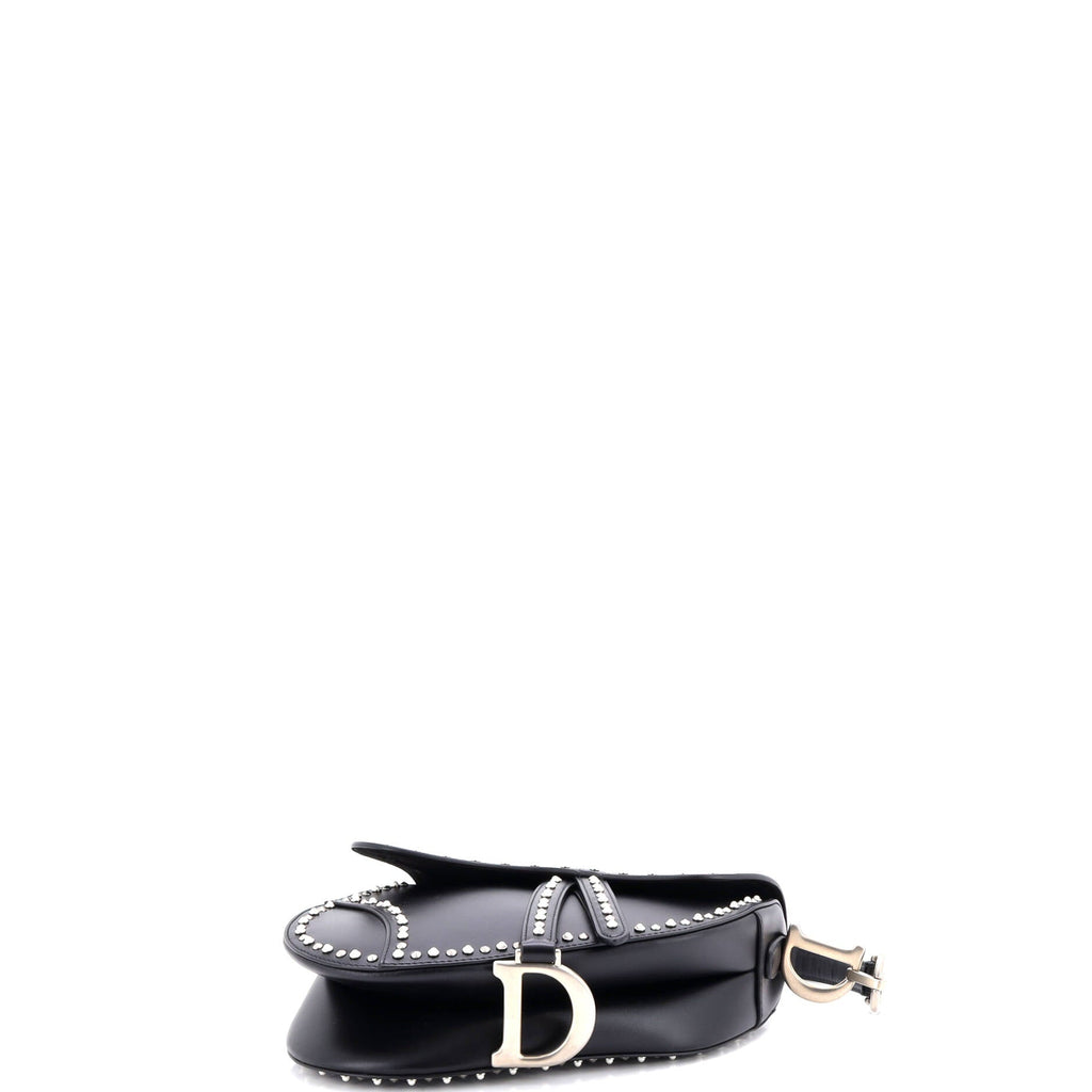 Saddle Handbag with Strap Studded Leather Medium