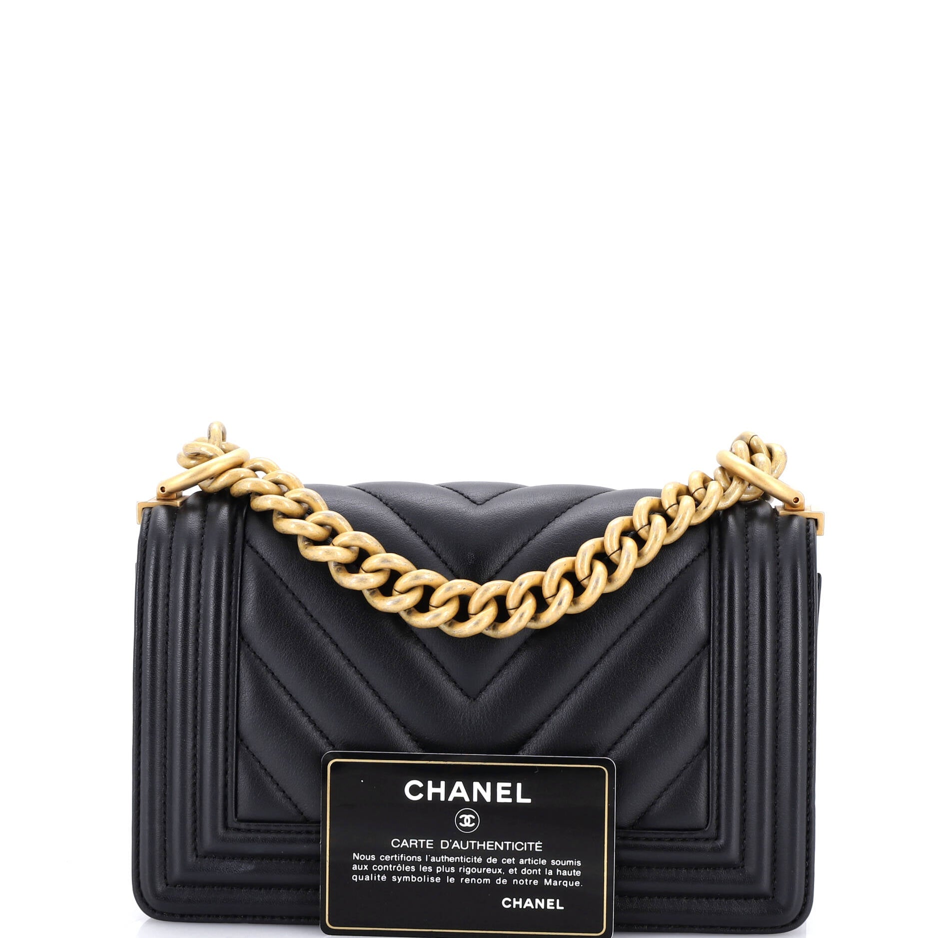 Boy Flap Bag Chevron Calfskin Small