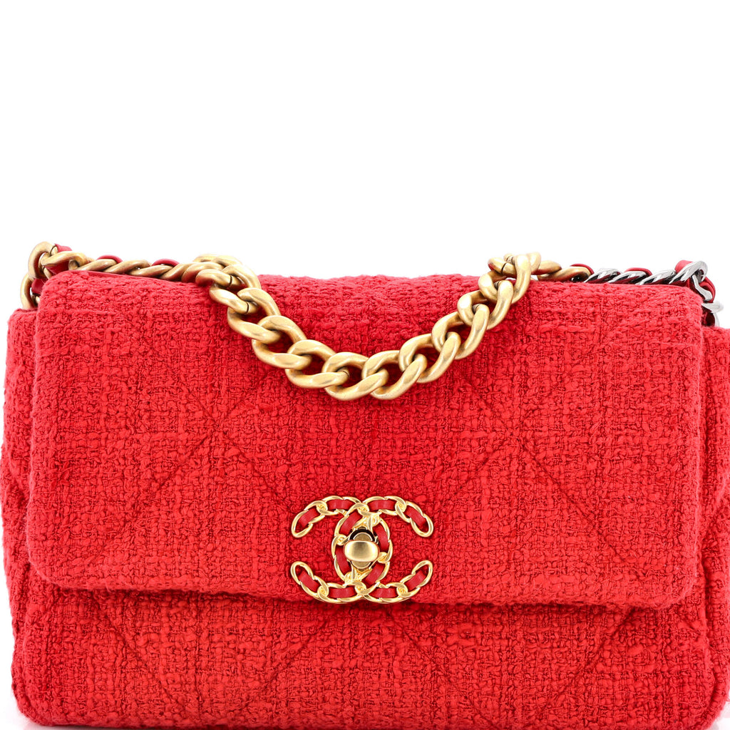 19 Flap Bag Quilted Tweed Medium