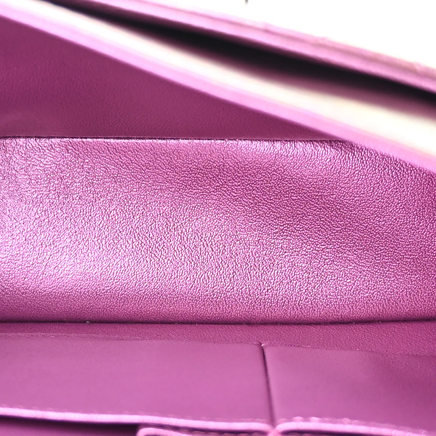 Iridescent Lambskin Quilted Medium Double Flap Purple