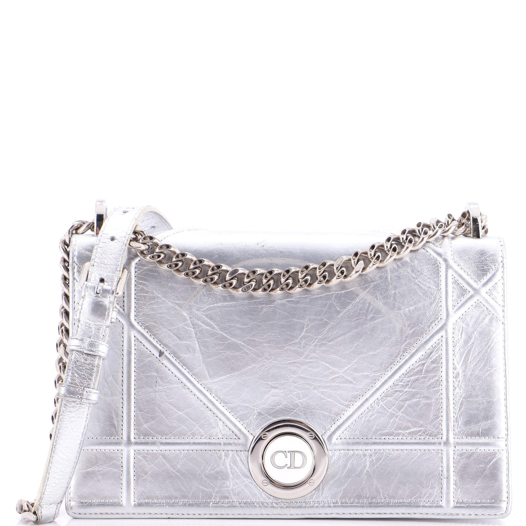 Diorama Clasp Flap Bag Crinkled Lambskin Medium