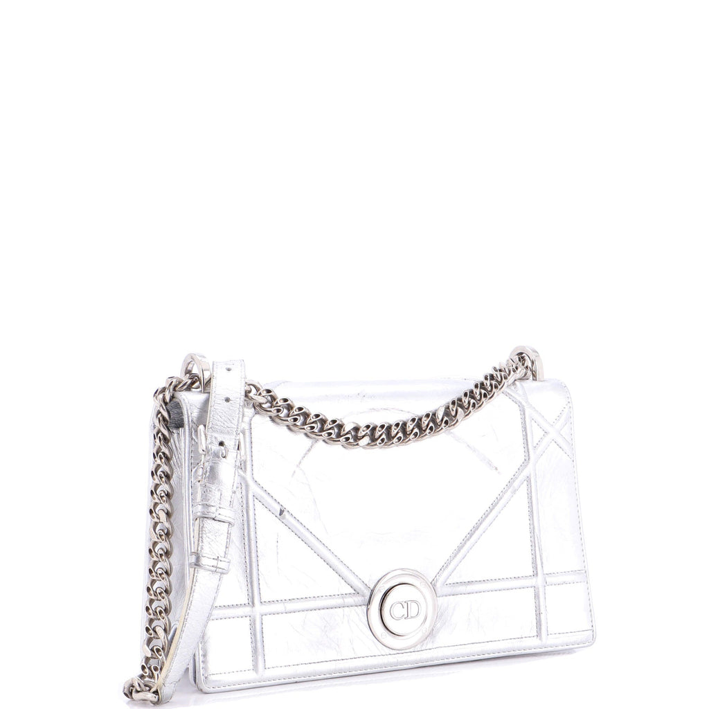 Diorama Clasp Flap Bag Crinkled Lambskin Medium