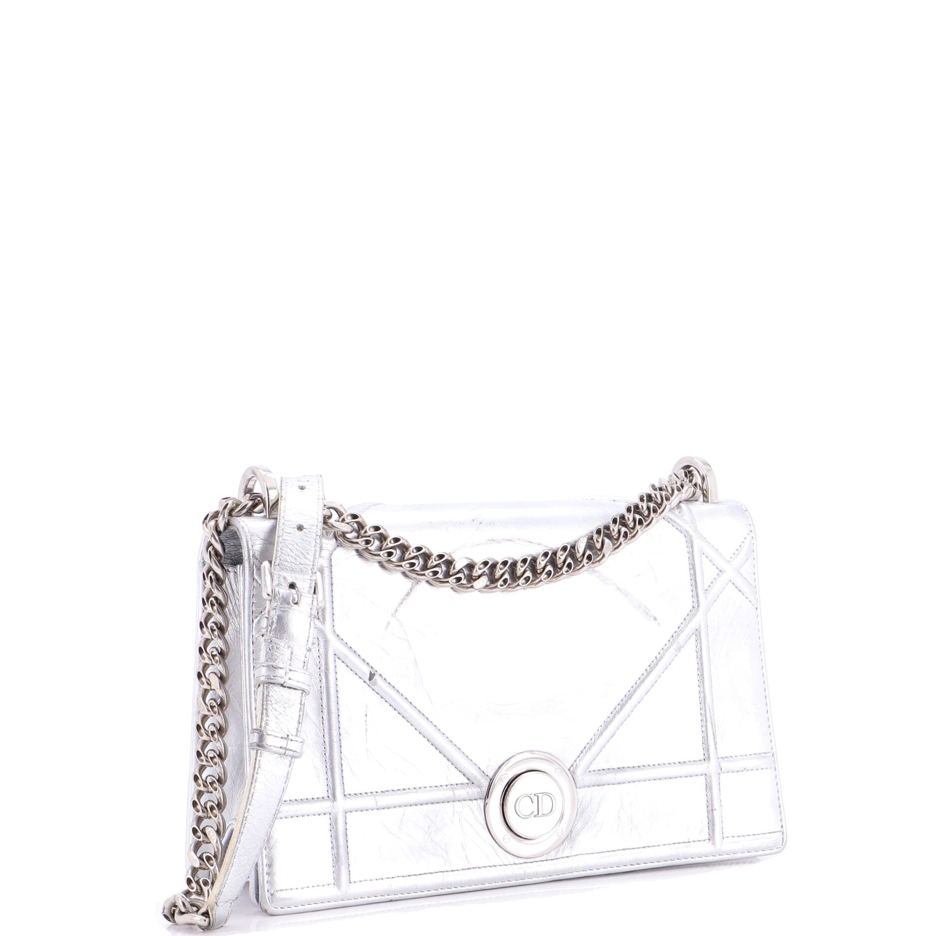 Diorama Clasp Flap Bag Crinkled Lambskin Medium