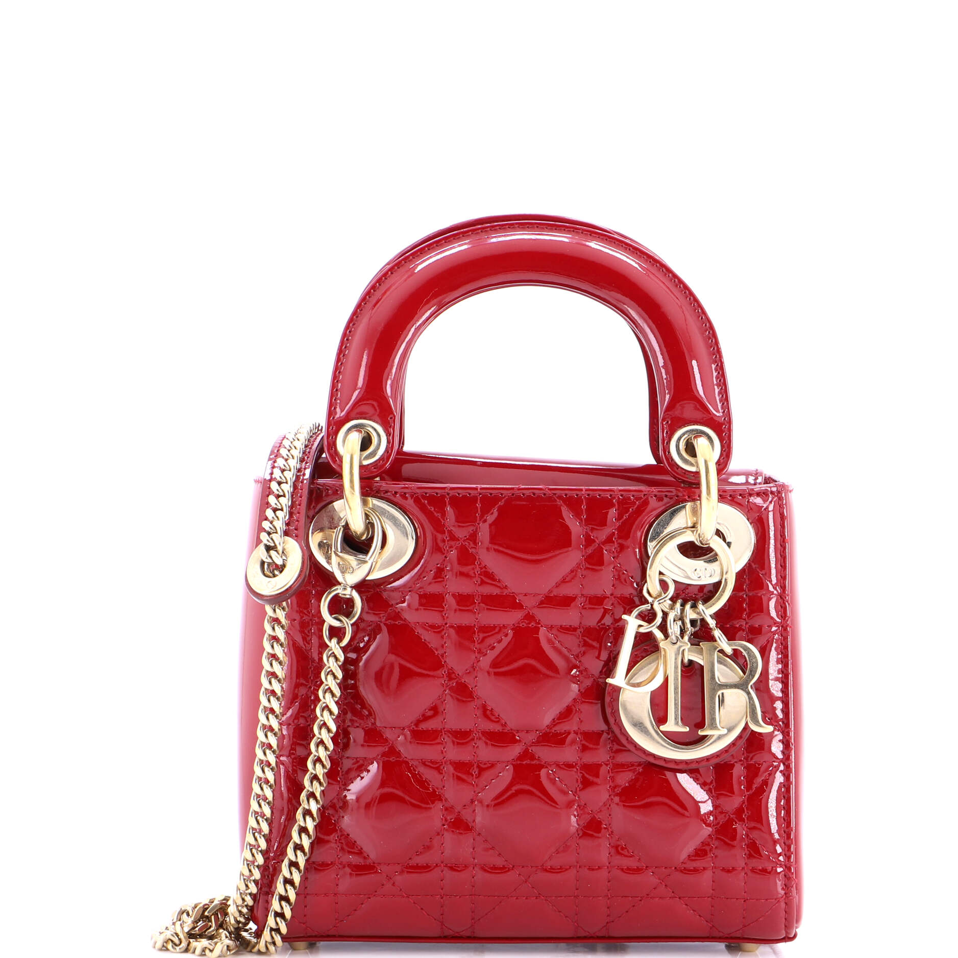 Lady Dior Chain Bag Cannage Quilt Patent Mini