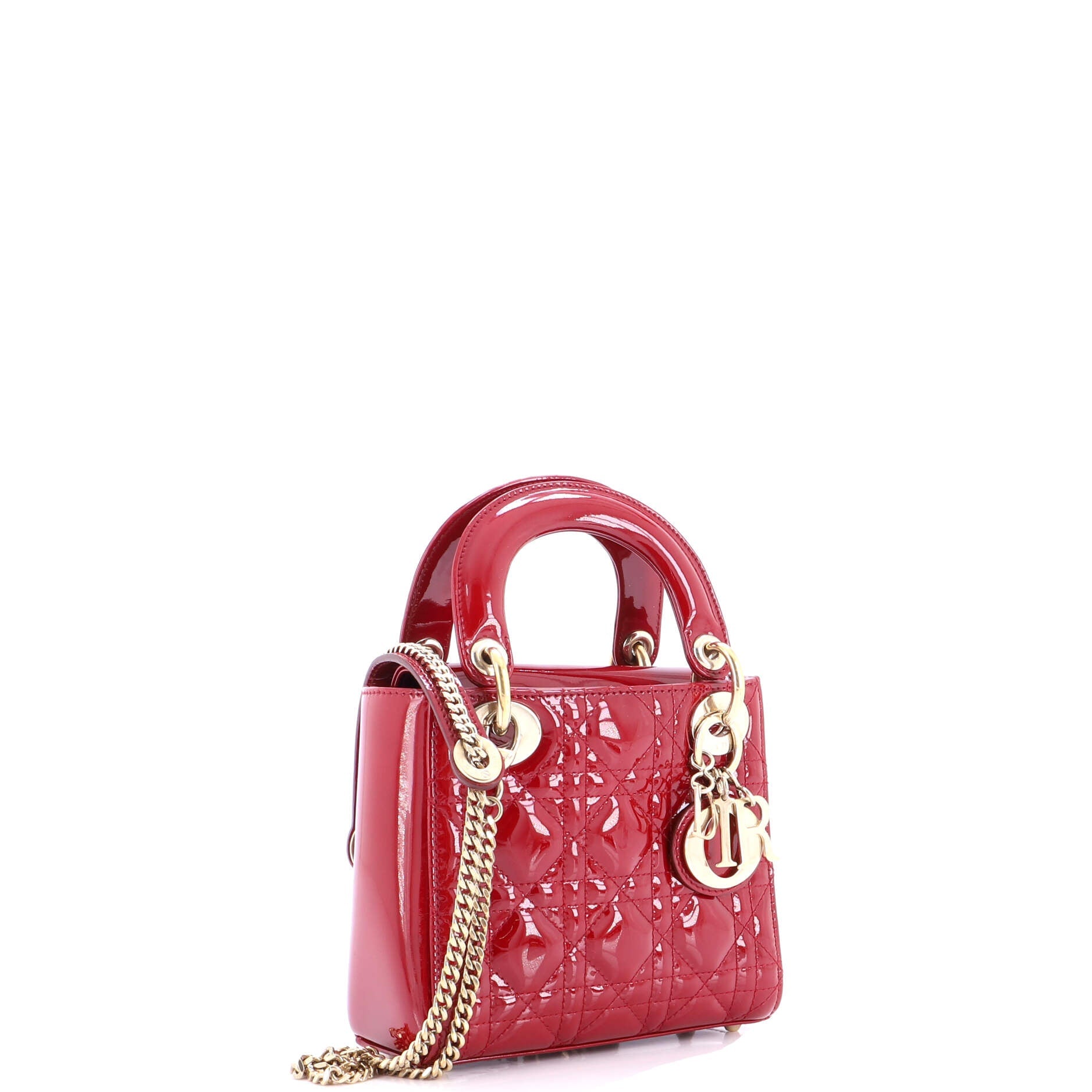 Lady Dior Chain Bag Cannage Quilt Patent Mini