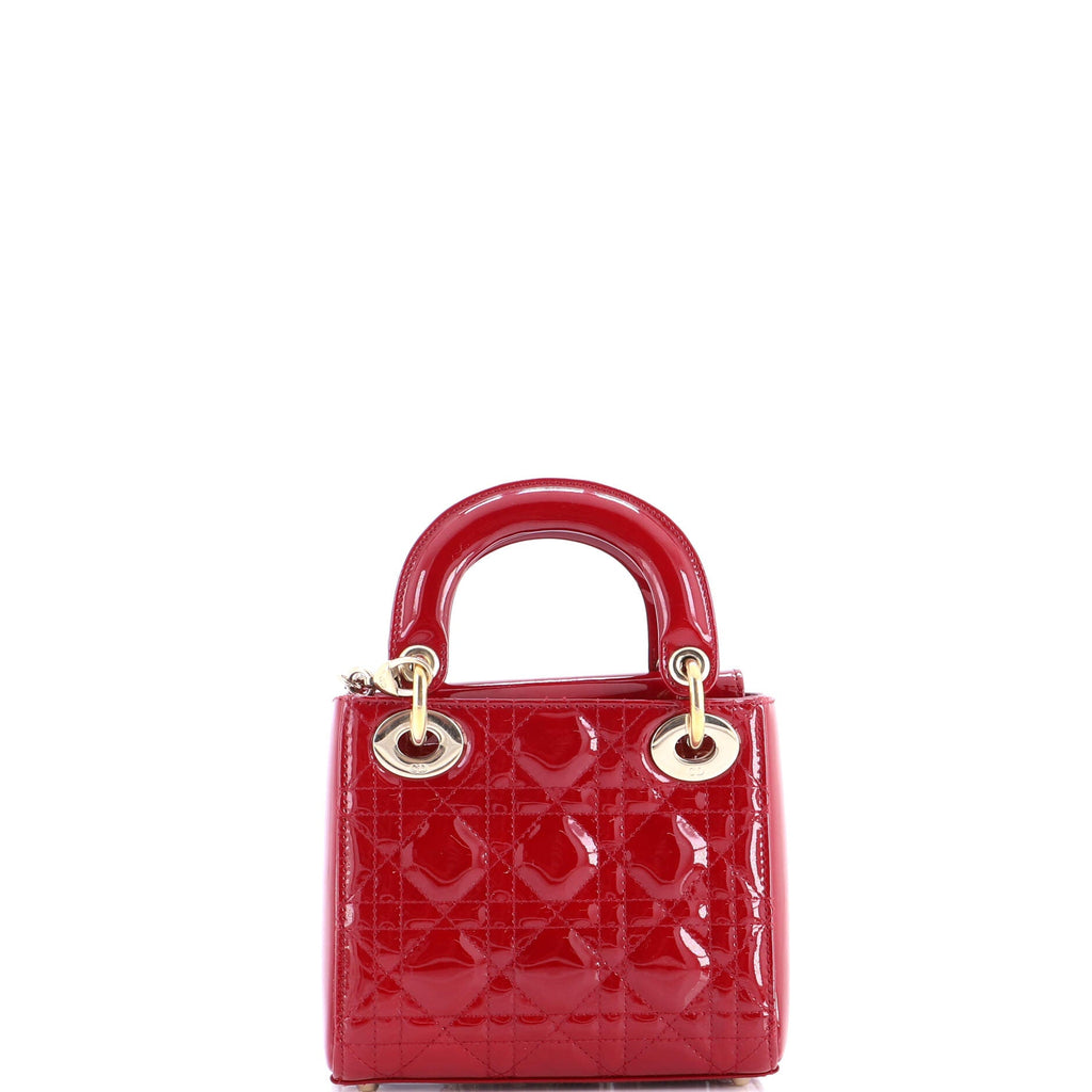 Lady Dior Chain Bag Cannage Quilt Patent Mini
